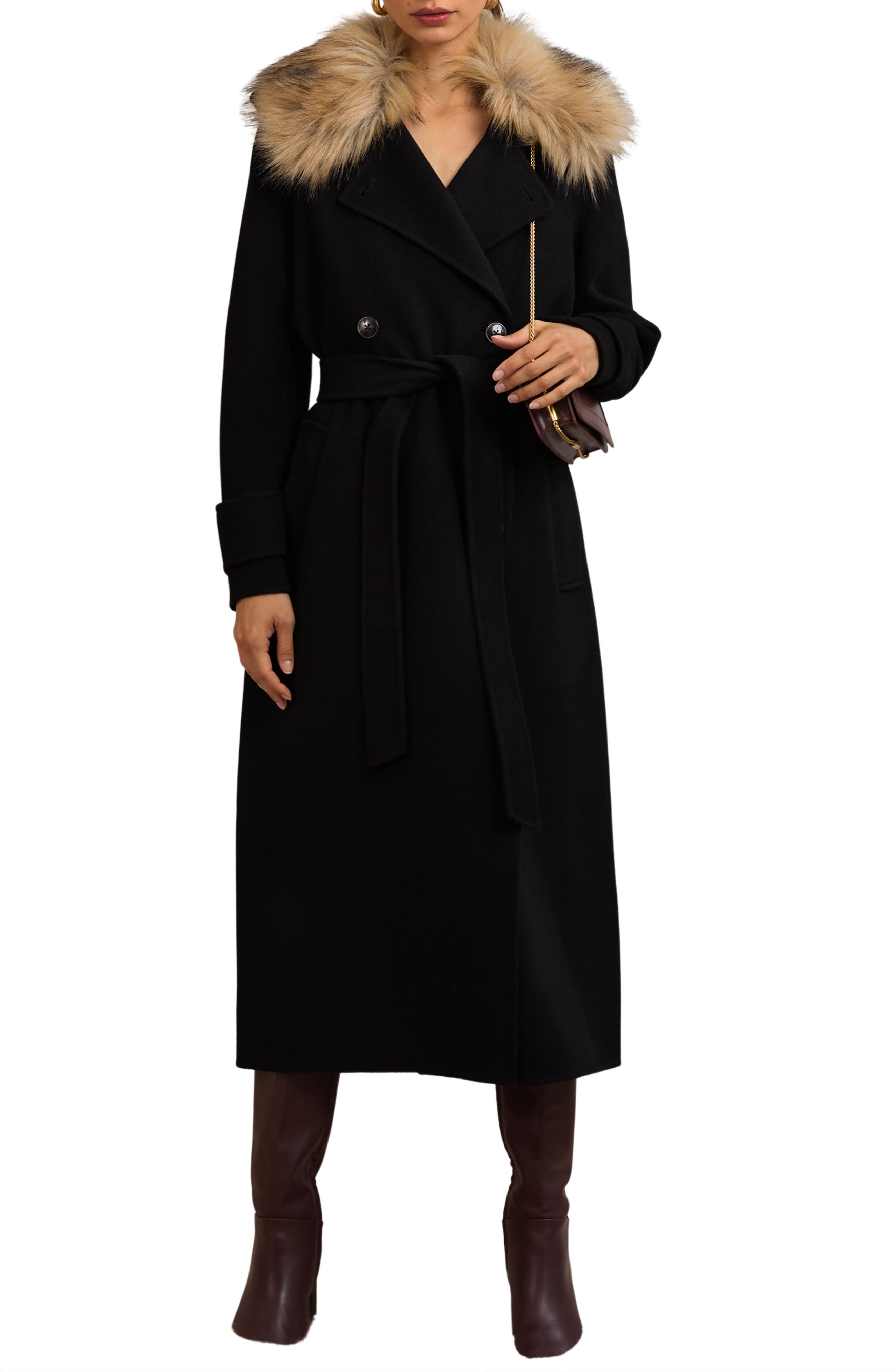 Jolene Wool Coat with Removable Faux Fur Collar - image 1