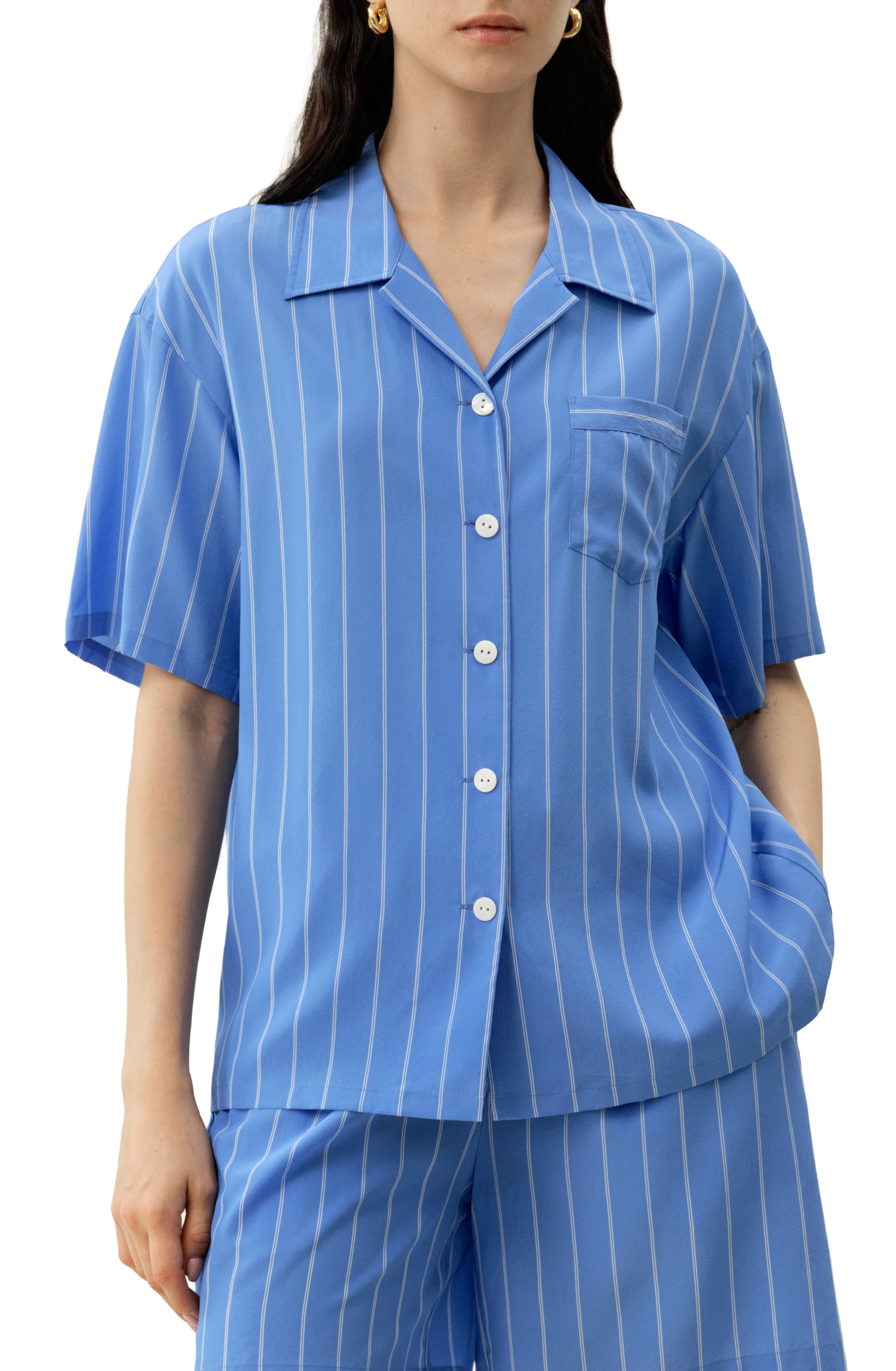 Amalfi Striped Cuban Collar Shirt - image 1