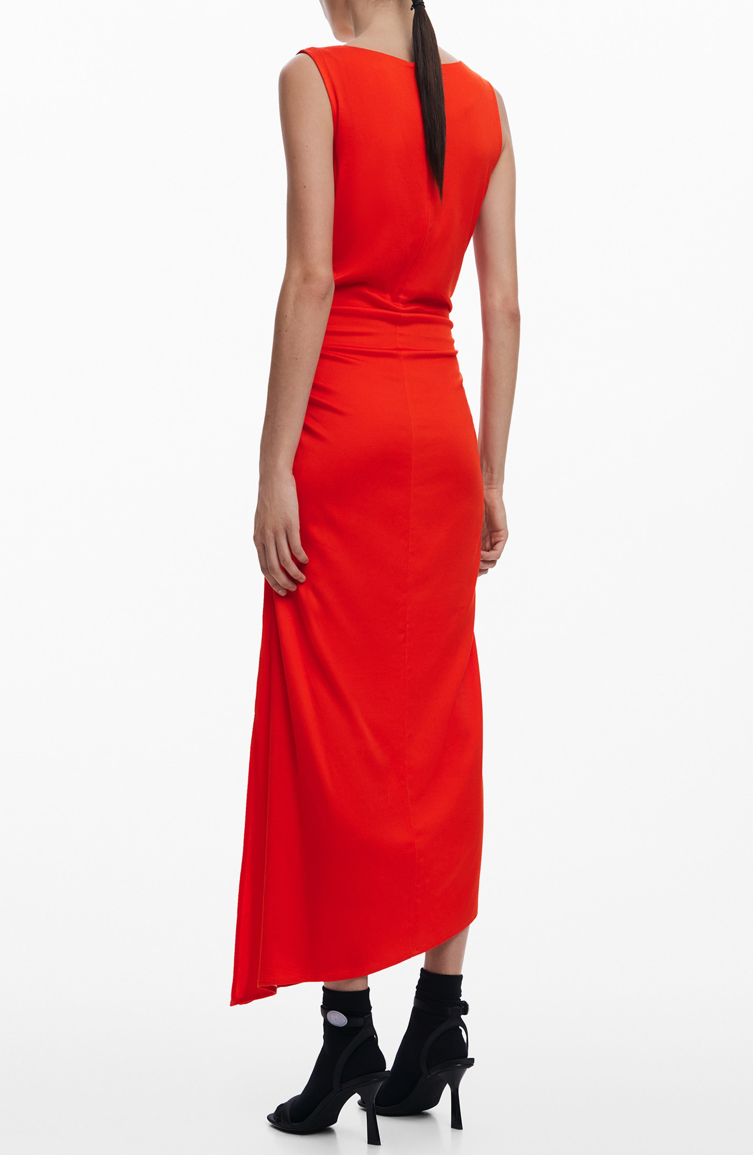 Placed Floral Sleeveless Asymmetric Midi Dress - image 2