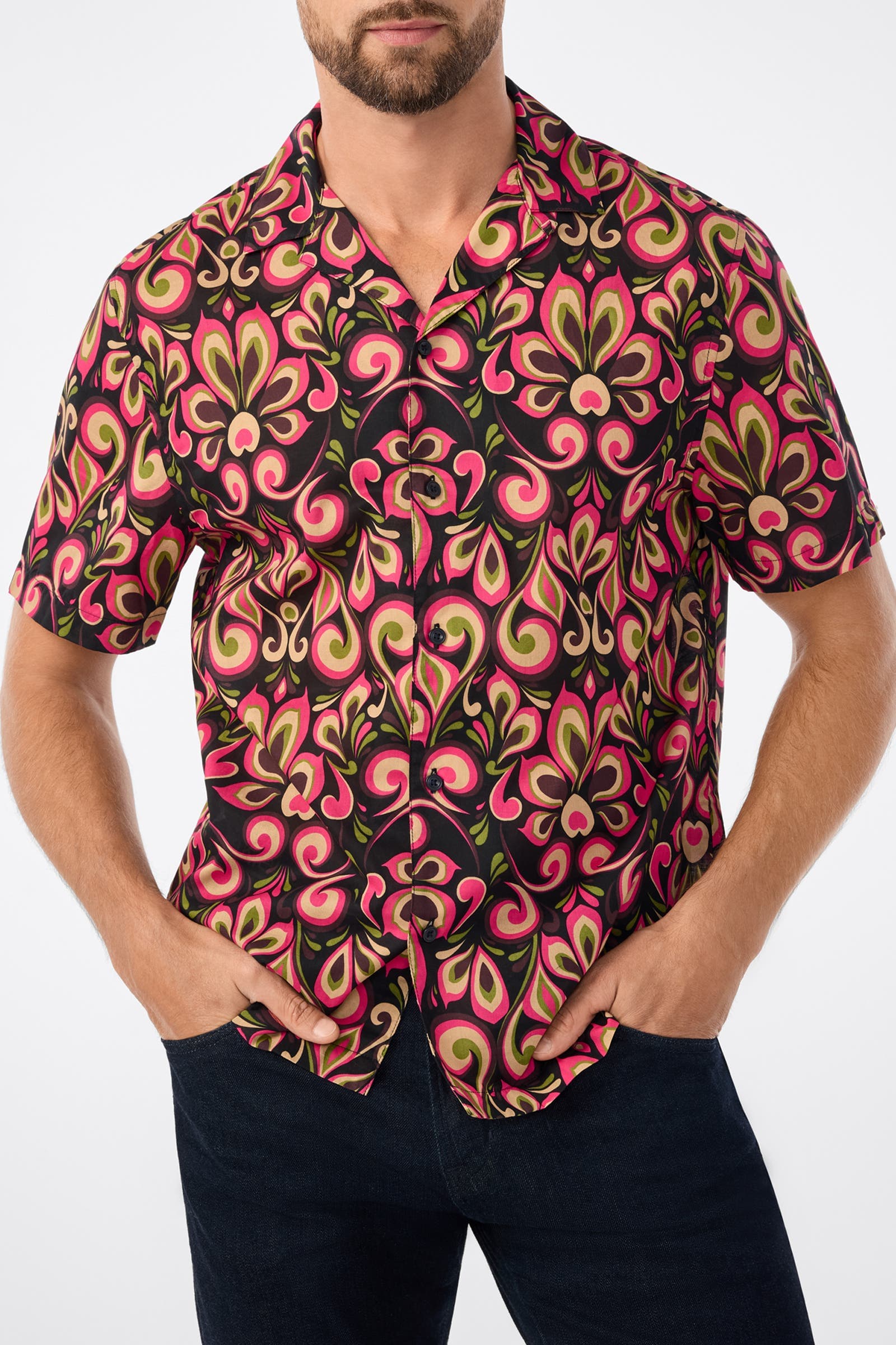 Felix Short Sleeve Printed Button-Up Shirt - image 1