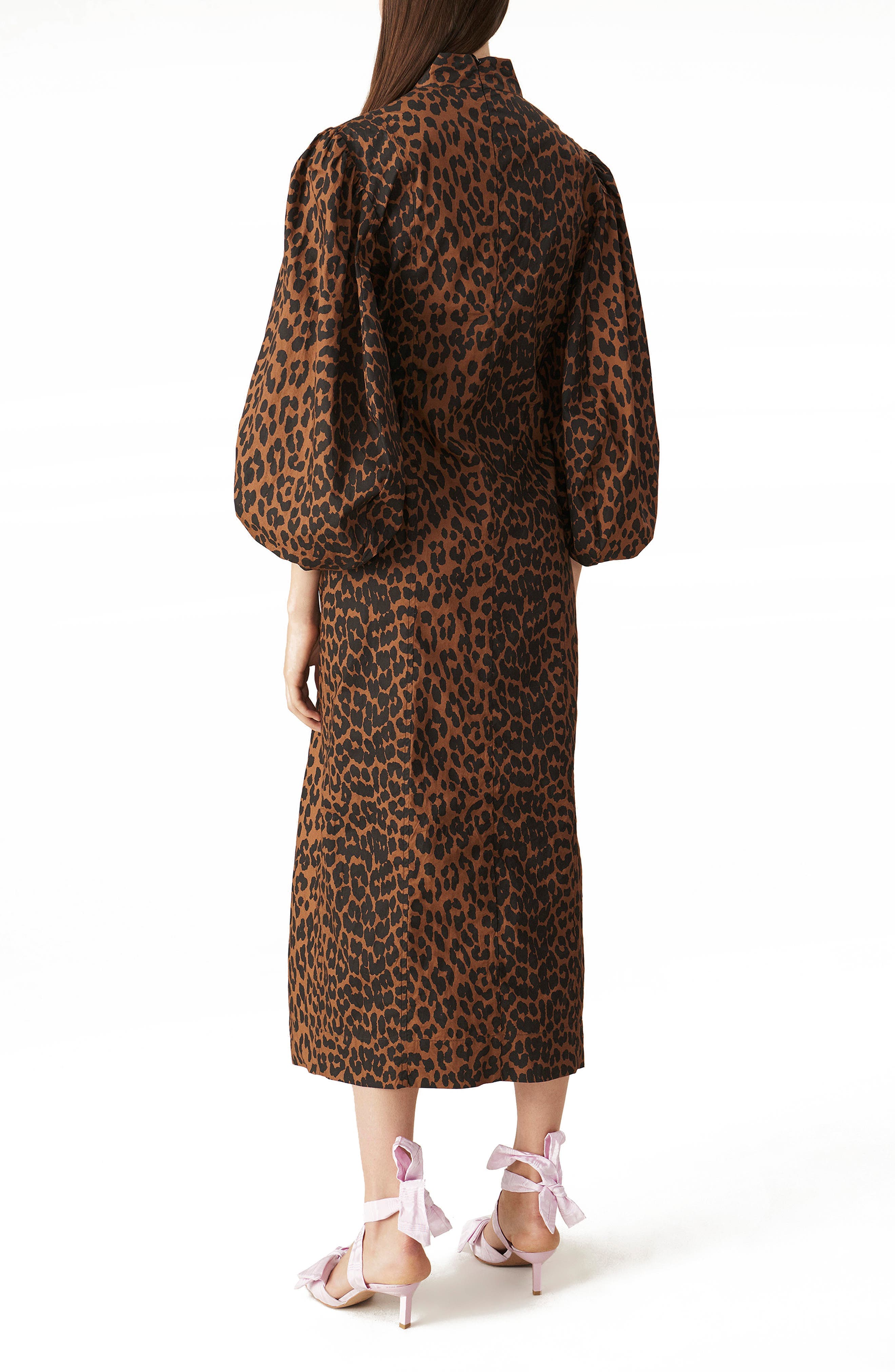 Leopard Print Balloon Sleeve Organic Cotton Dress - image 2