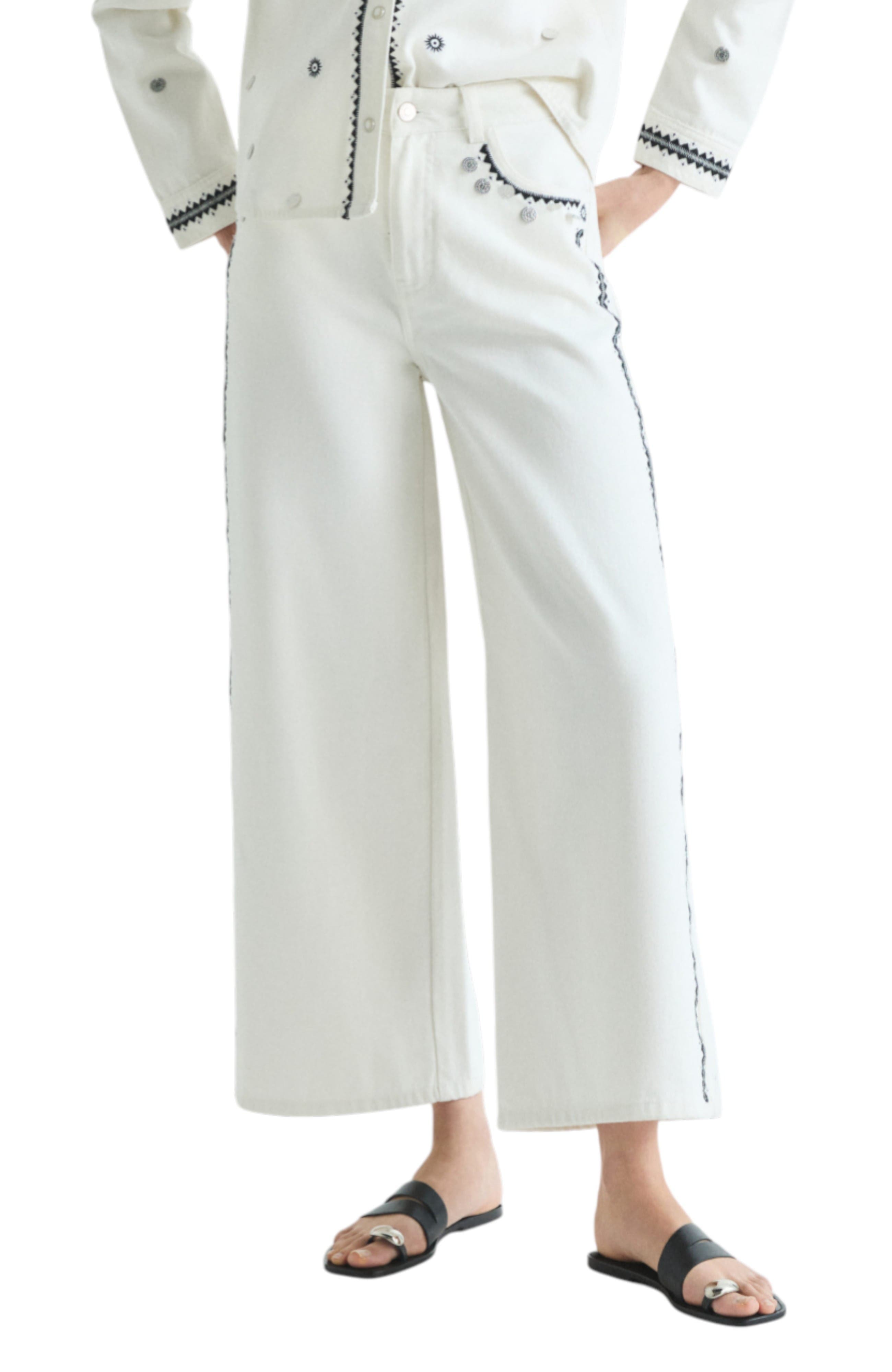 Contrast embroidered jeans - image 1
