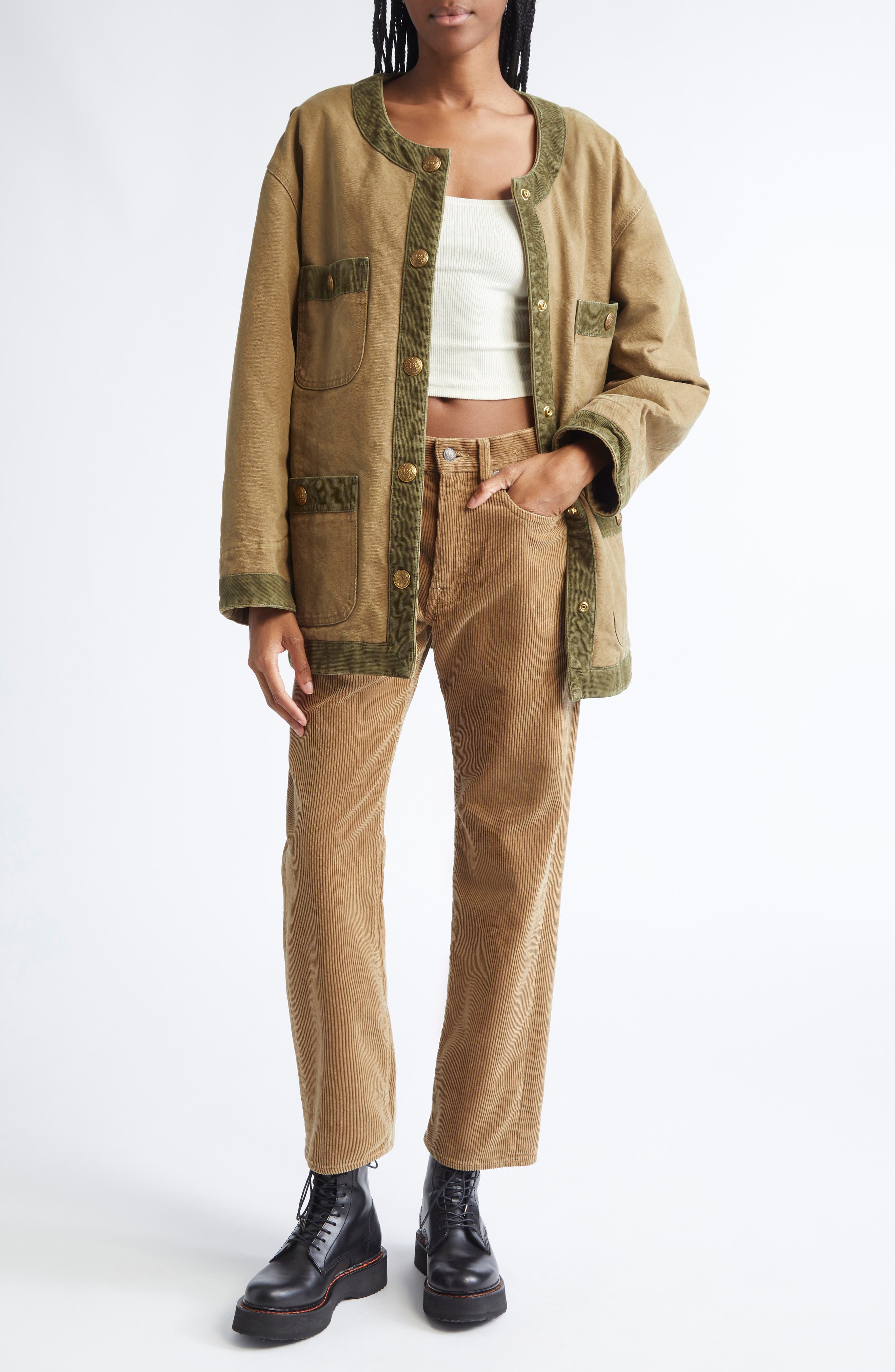 Corduroy Trimmed Chore Jacket - image 2