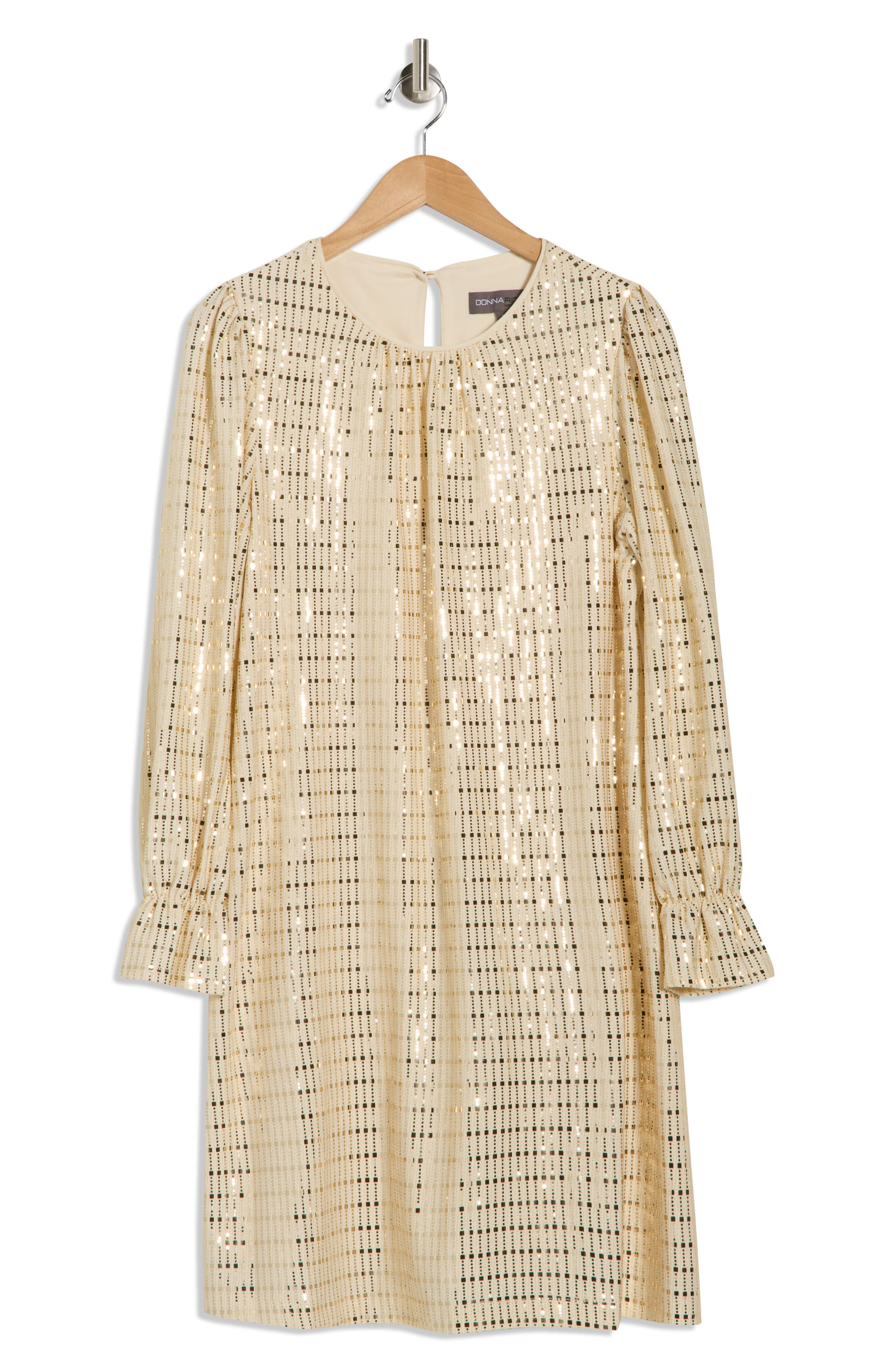 Metallic Long Sleeve Shift Dress - image 1