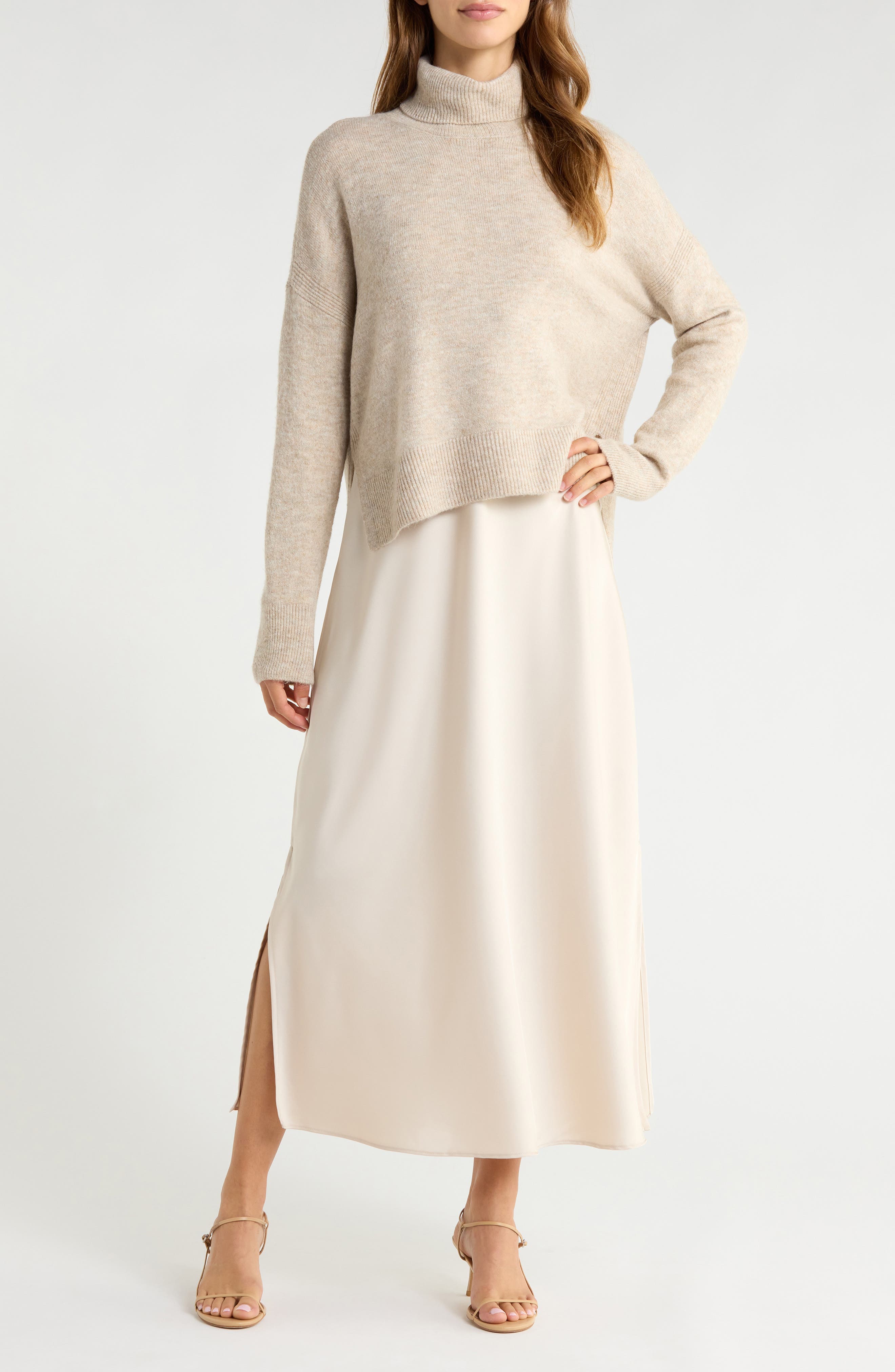 Slipdress with Turtleneck Sweater - image 1