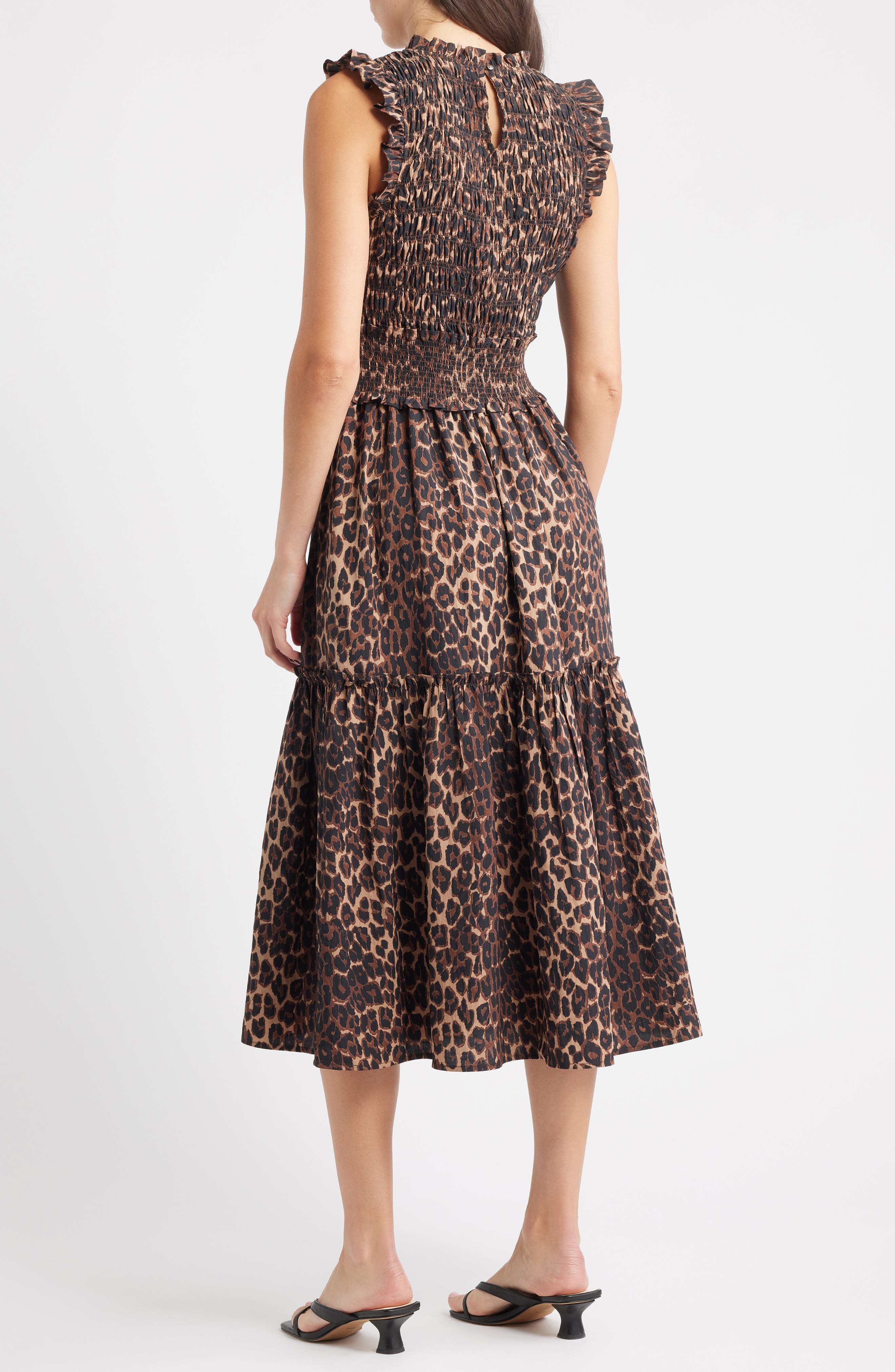 Vivier Leopard Print Smocked Midi Dress - image 2