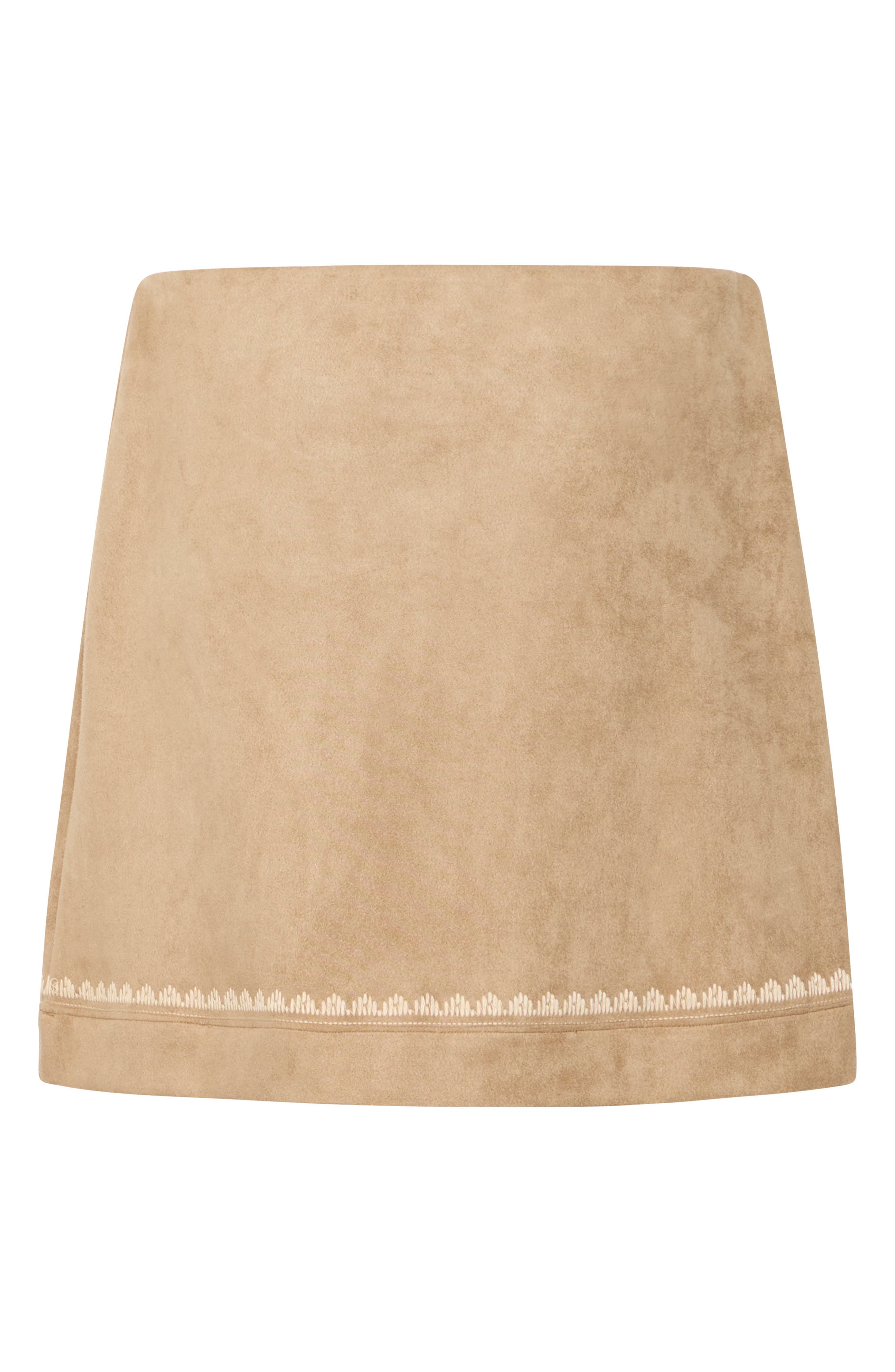 Embroidered Faux Suede Skirt - image 2