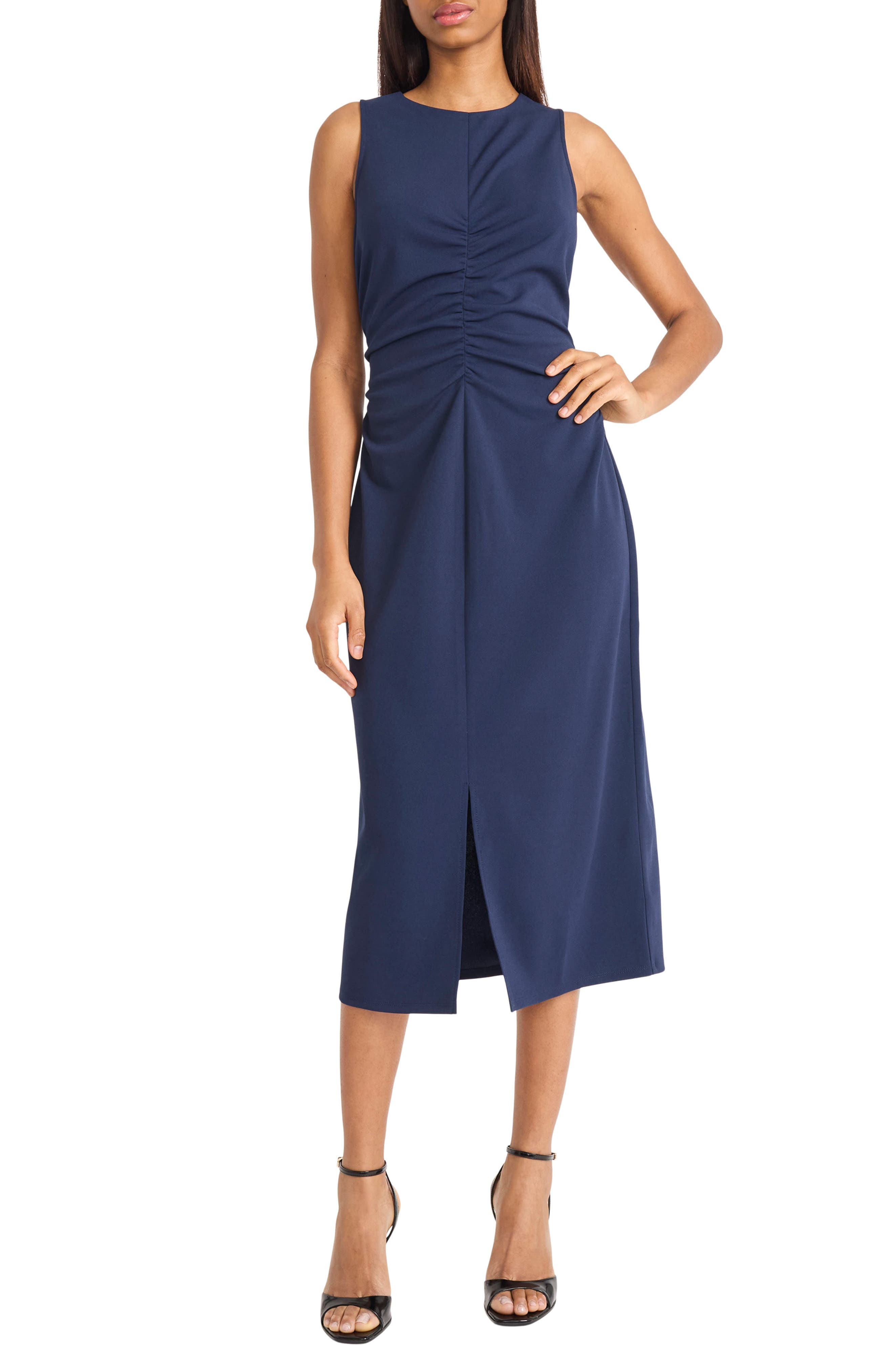 Ruched Sleeveless Midi Dress - image 1