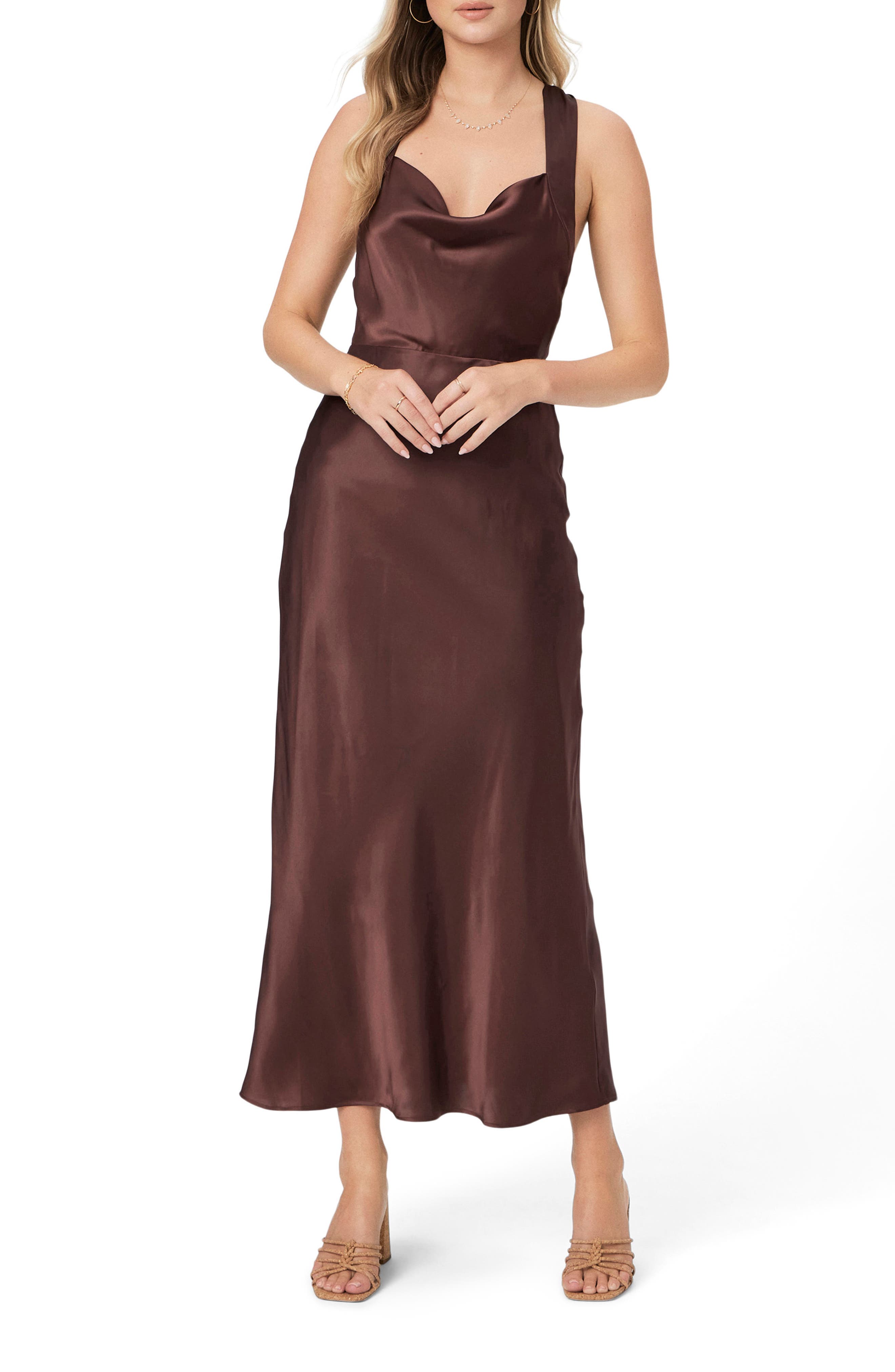 Marcel Cowl Neck Sleeveless Silk Blend Maxi Dress - image 1