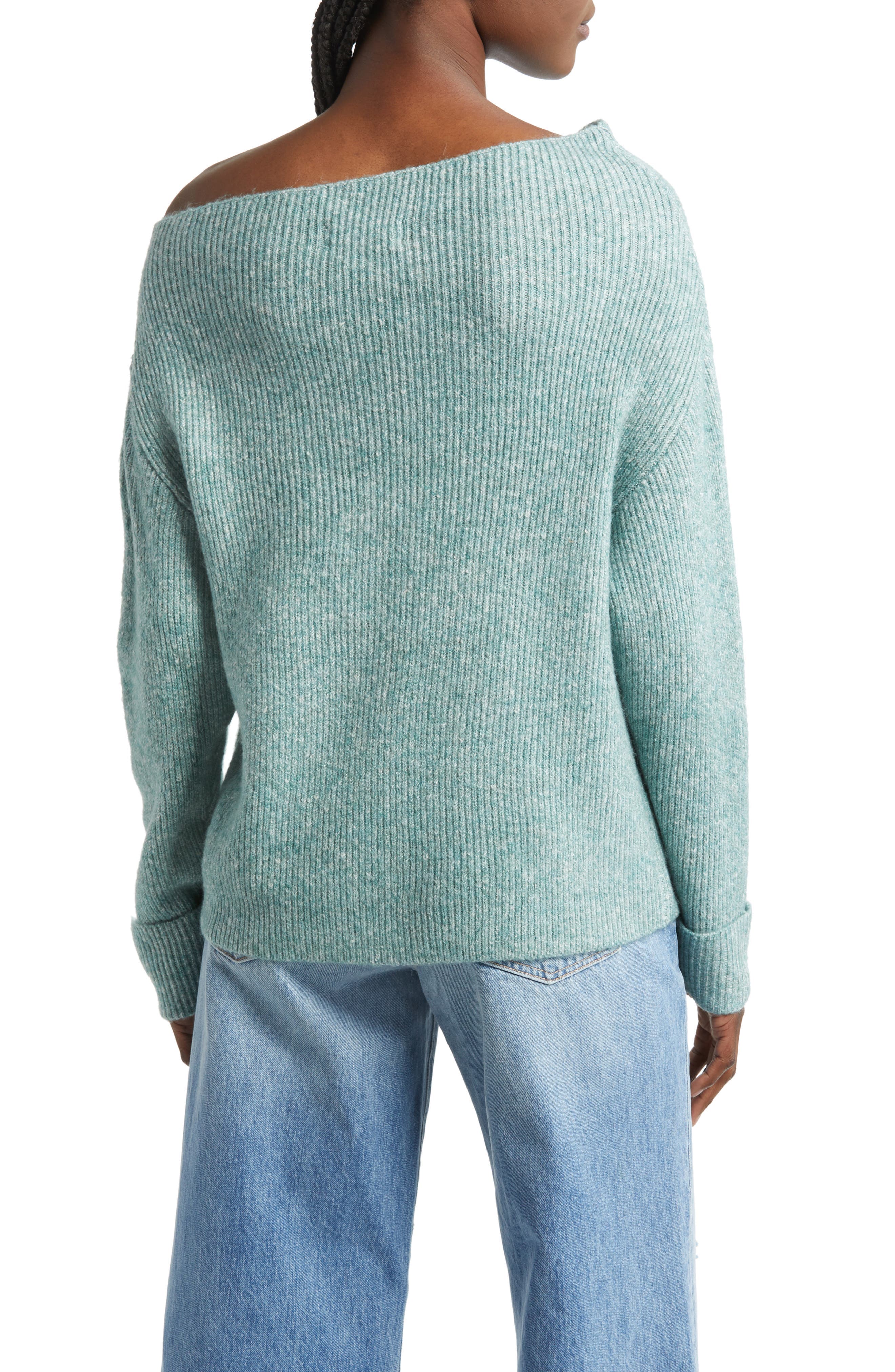 One-Shoulder Rib Sweater - image 2