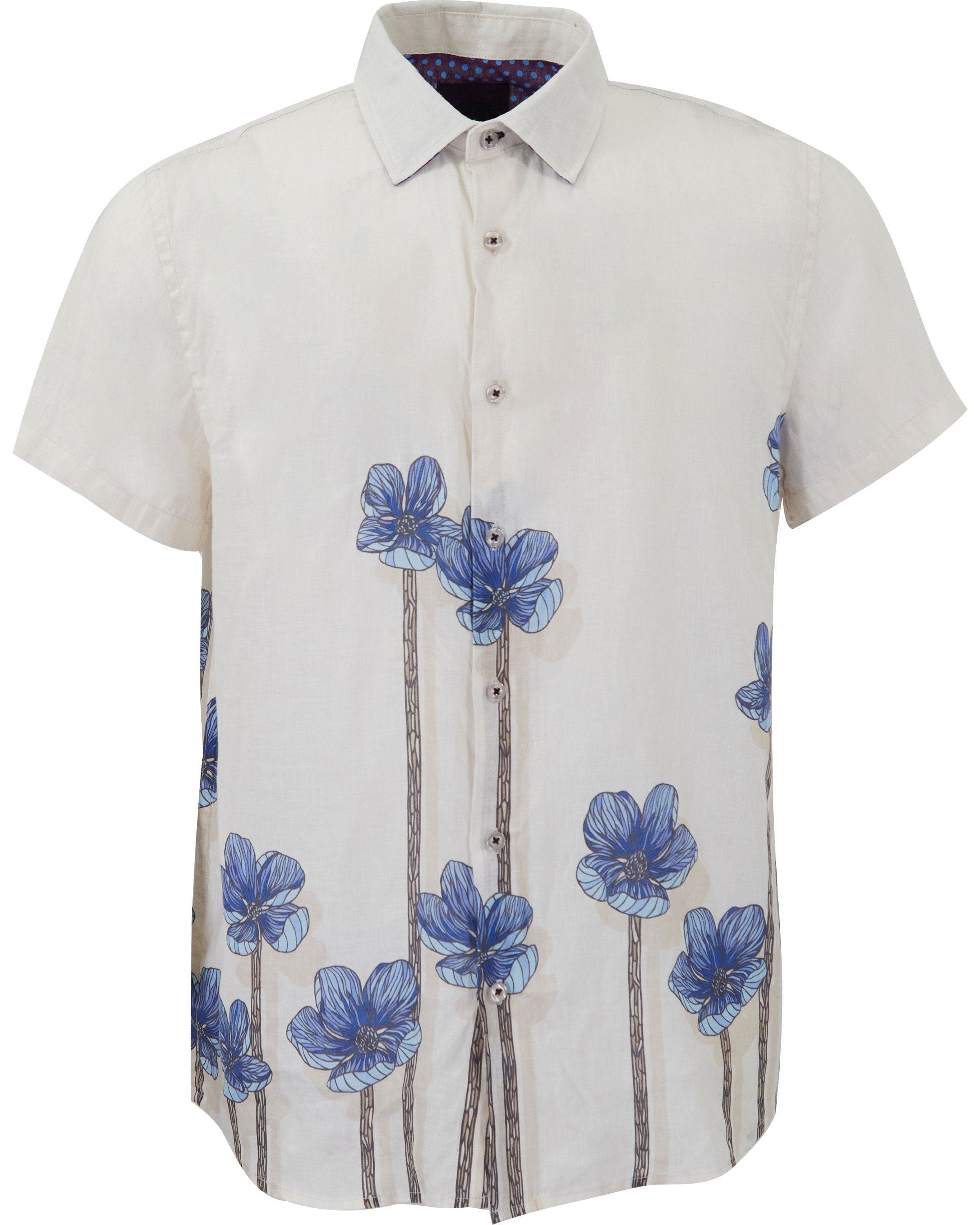 Crafty Floral Short Sleeve Fine Linen Shirt - image 1