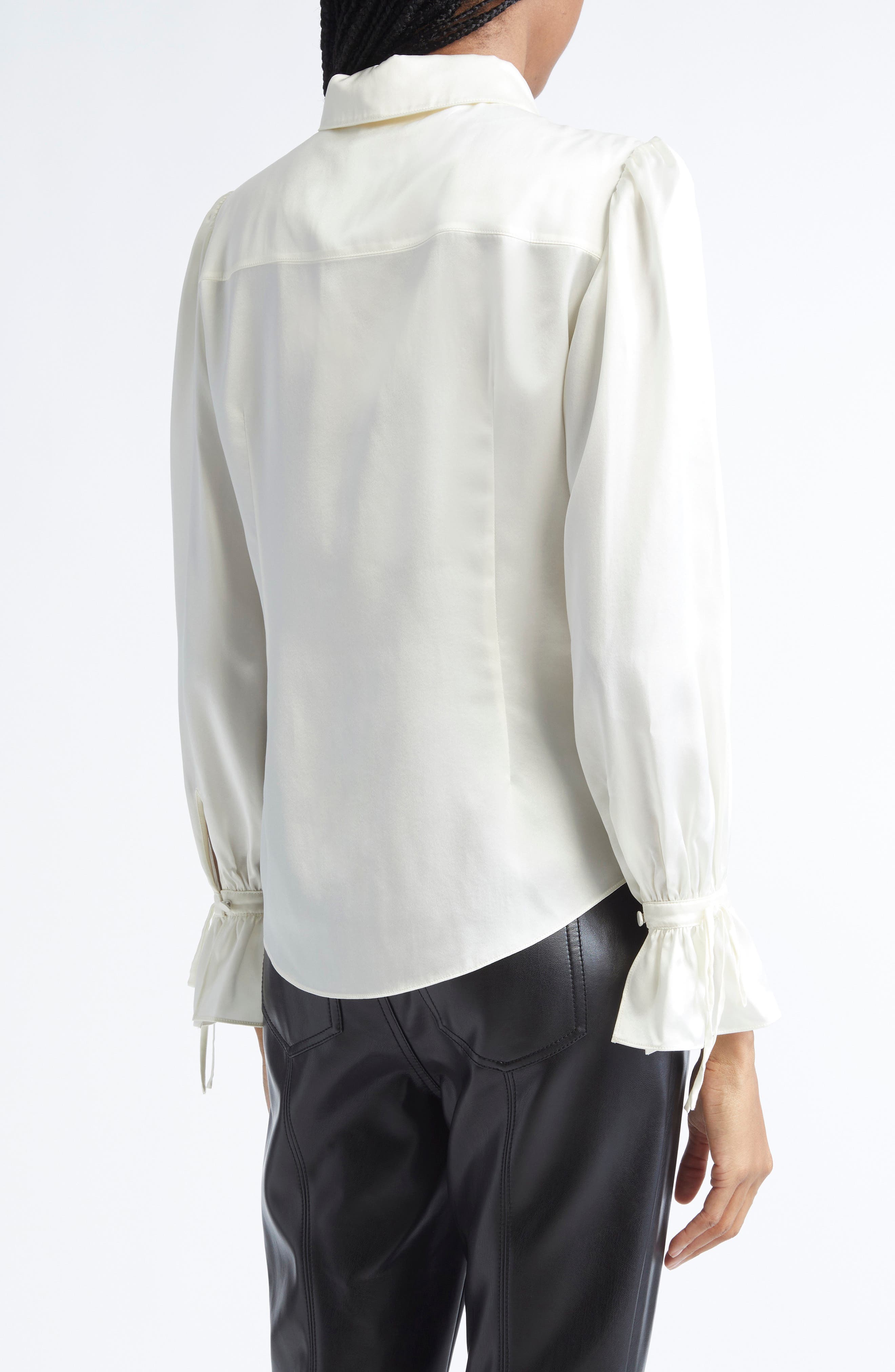 Troyer Tie Neck Silk Button-Up Shirt - image 2