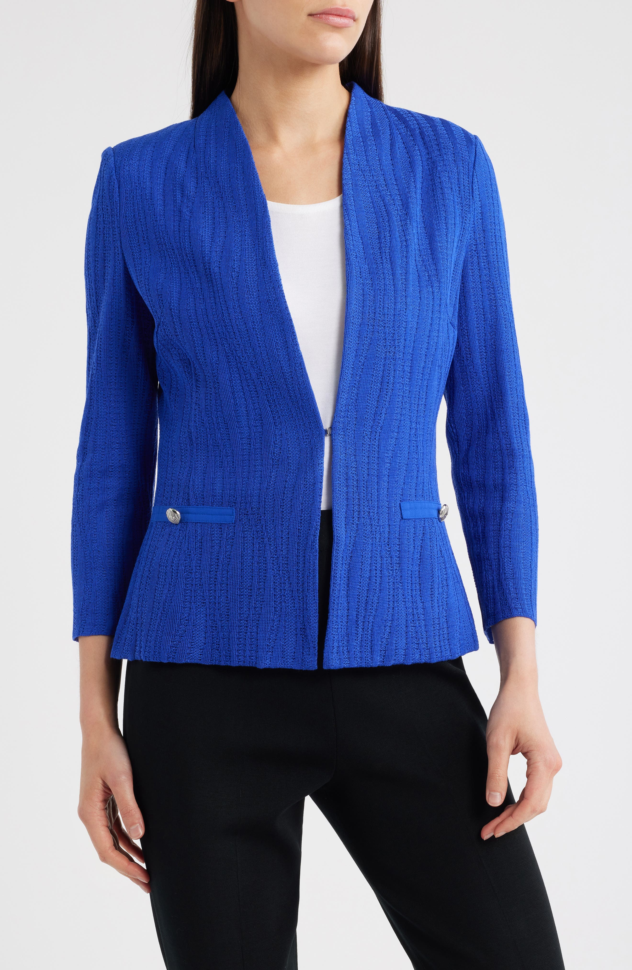 Tailored Fit Textured Wave Knit Jacket - image 1