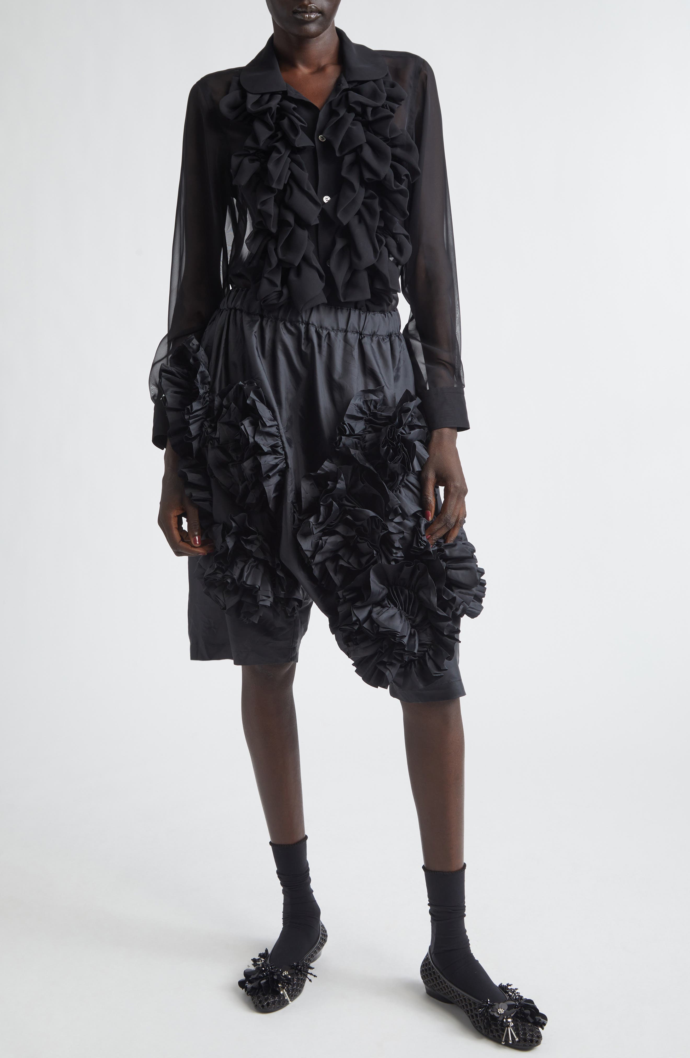 Ruffle Rosette Taffeta Shorts - image 2