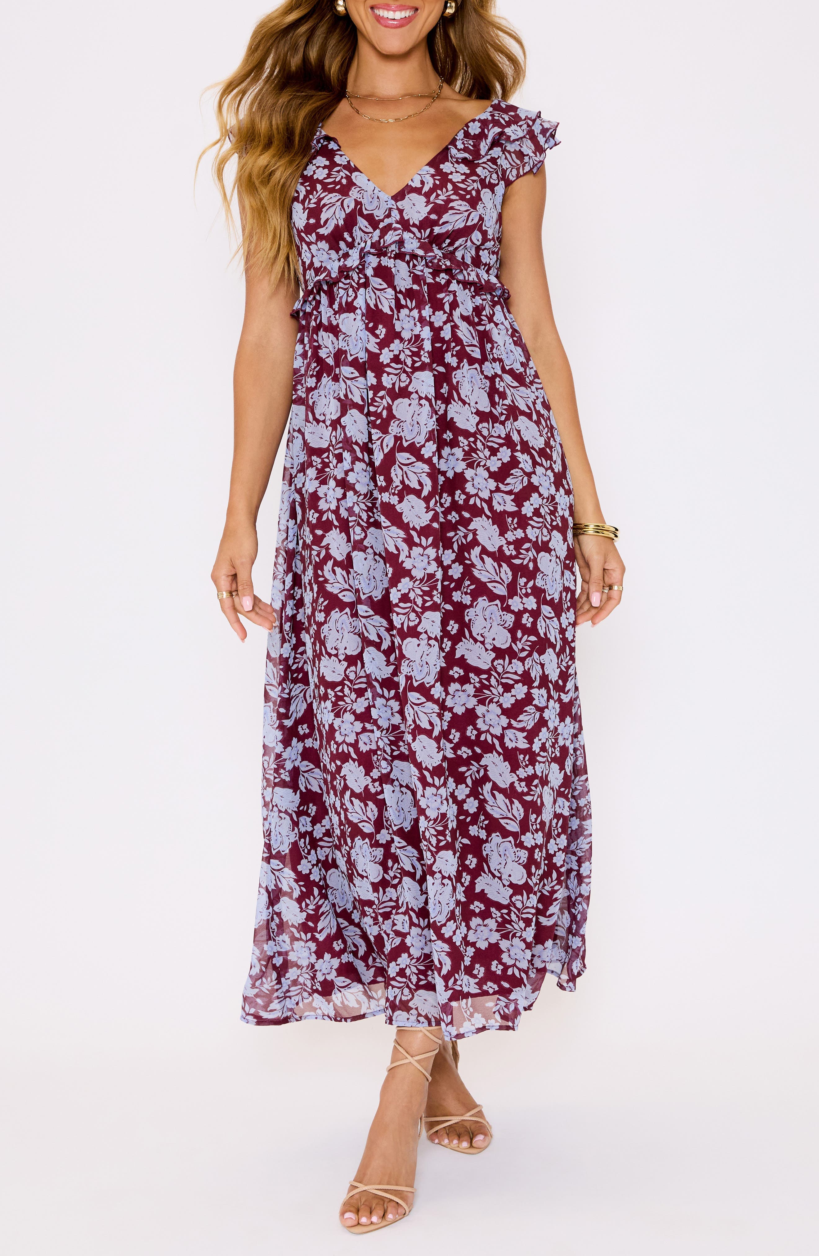 Enchanting Floral Ruffle Maxi Dress - image 1