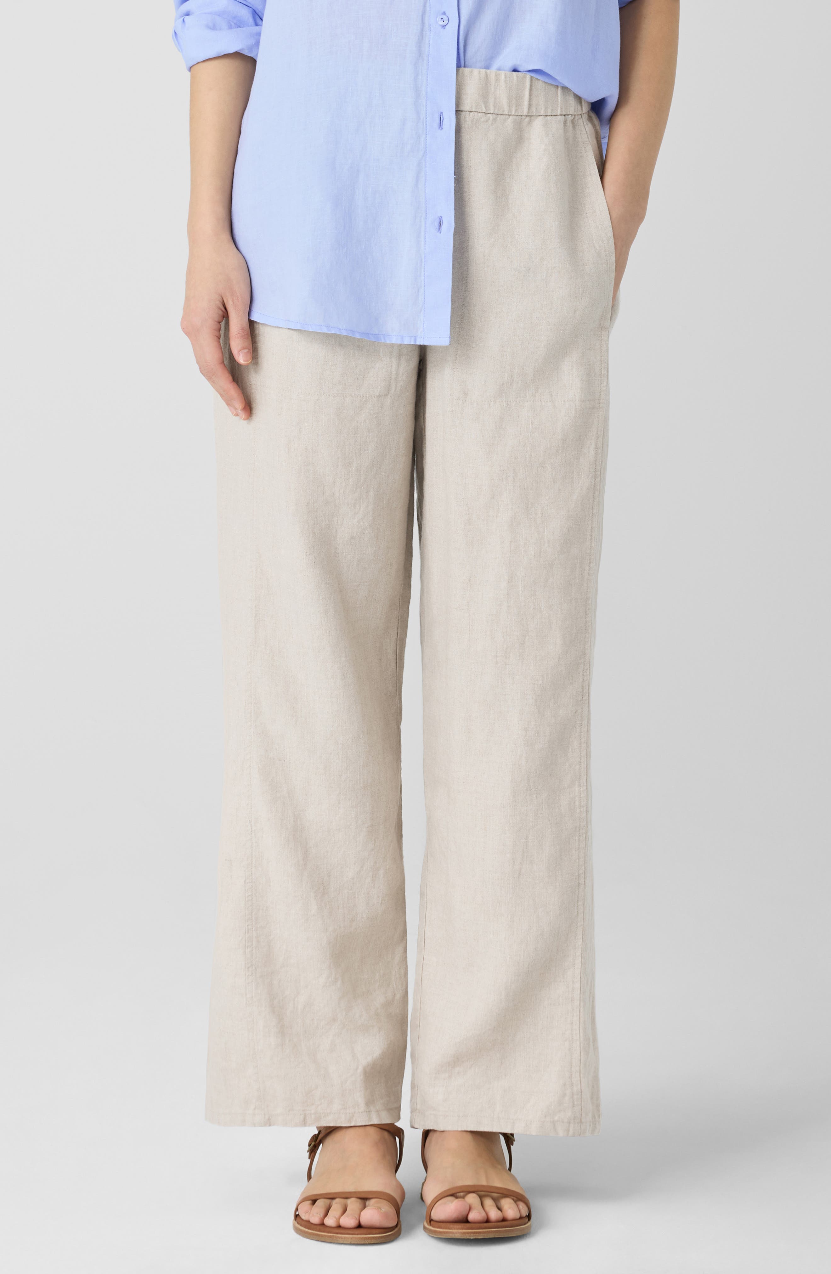 Wide Leg Organic Linen Ankle Pants - image 5
