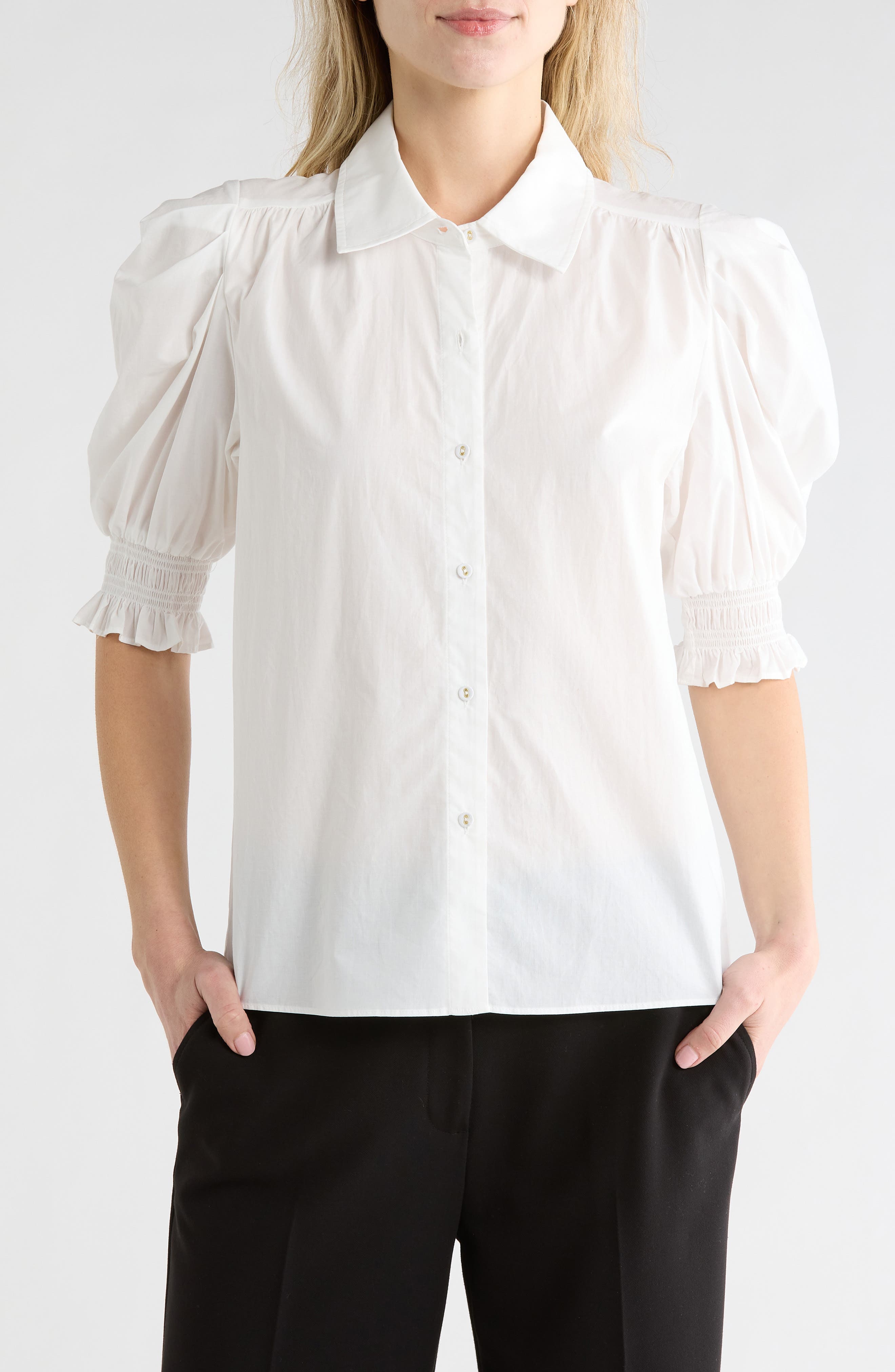 Corinne Puff Sleeve Button-Up Shirt - image 1