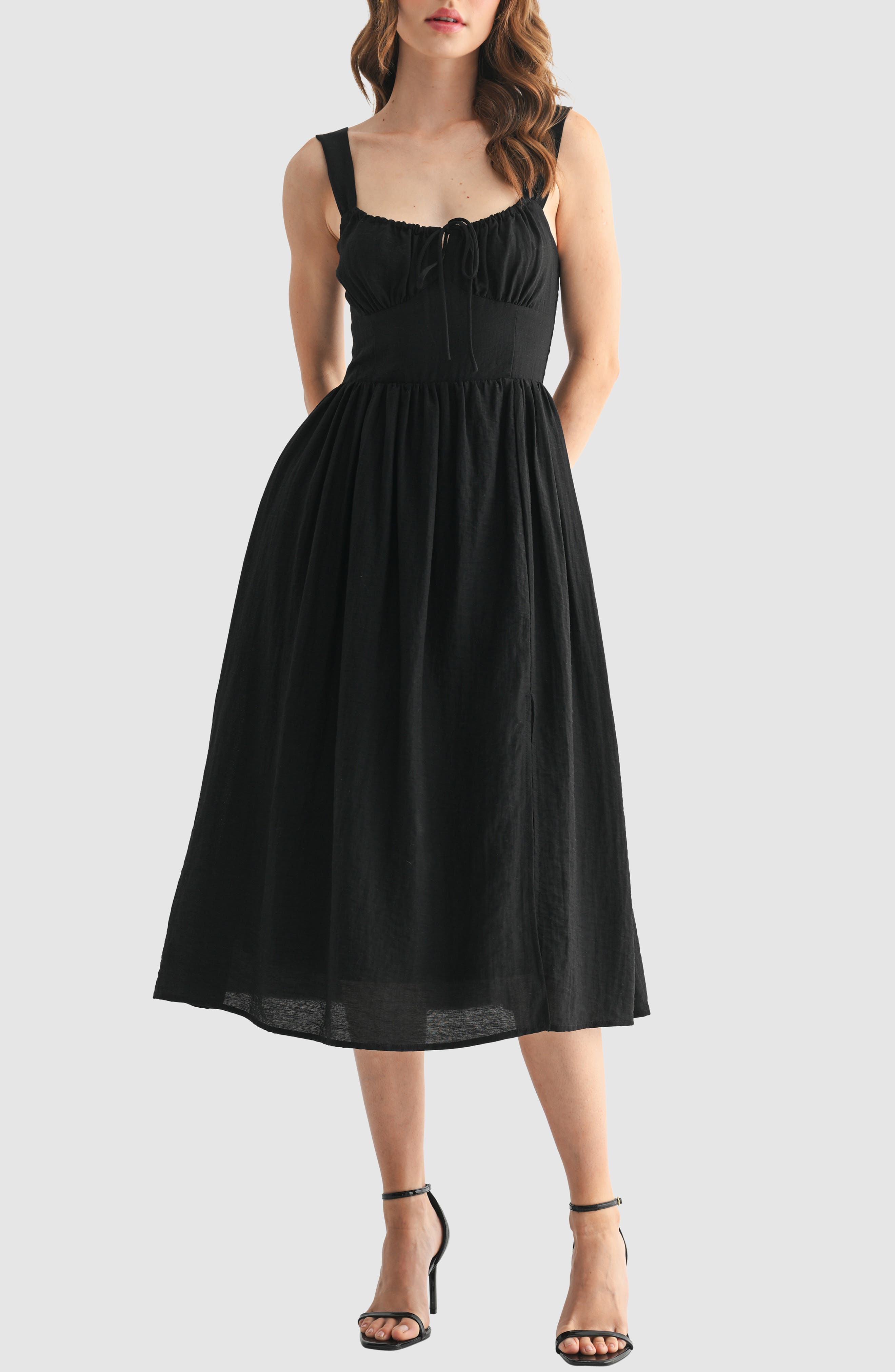 Tie Neck Midi Sundress - image 1