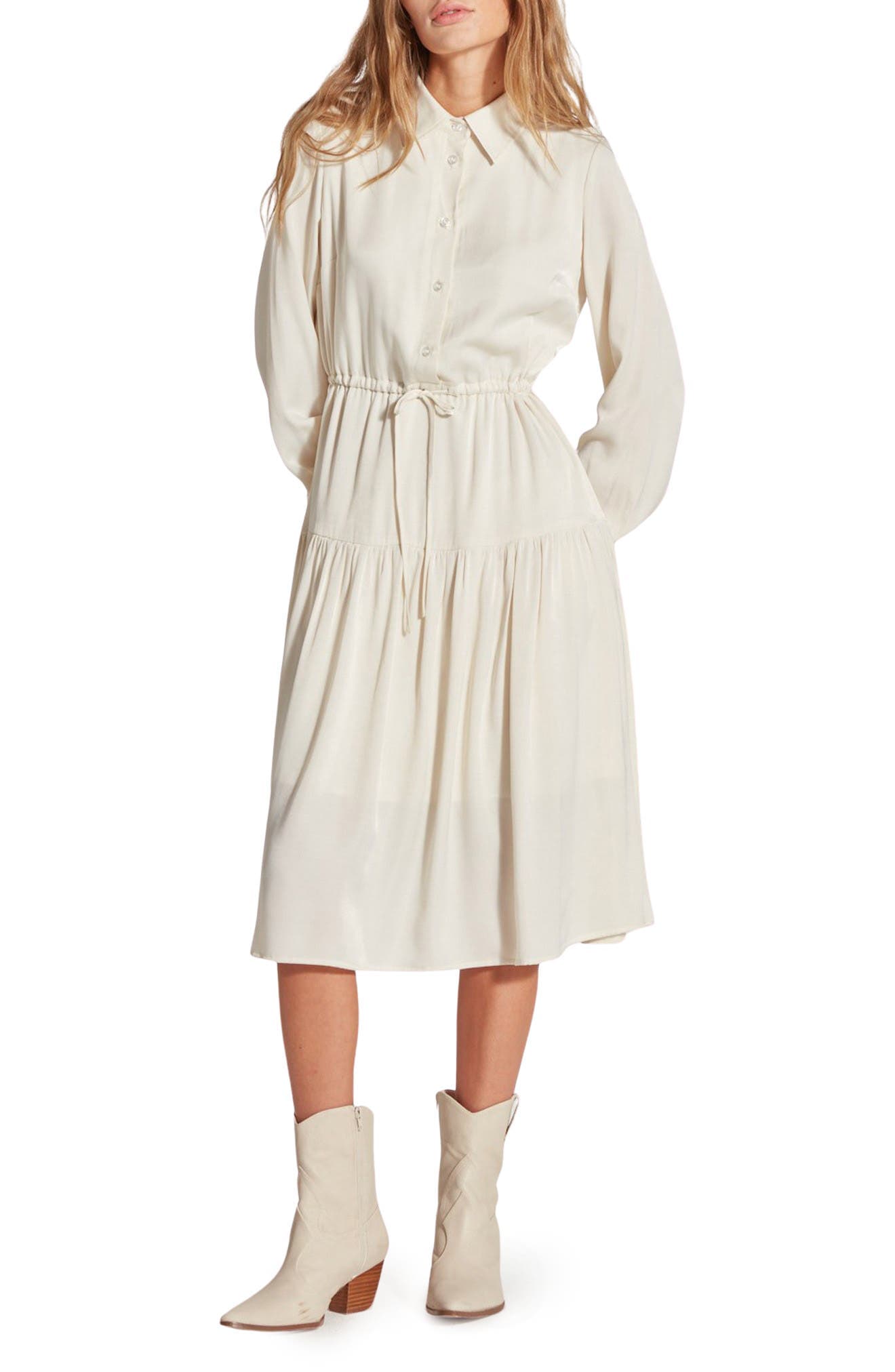 Long Sleeve Tiered Shirtdress - image 1