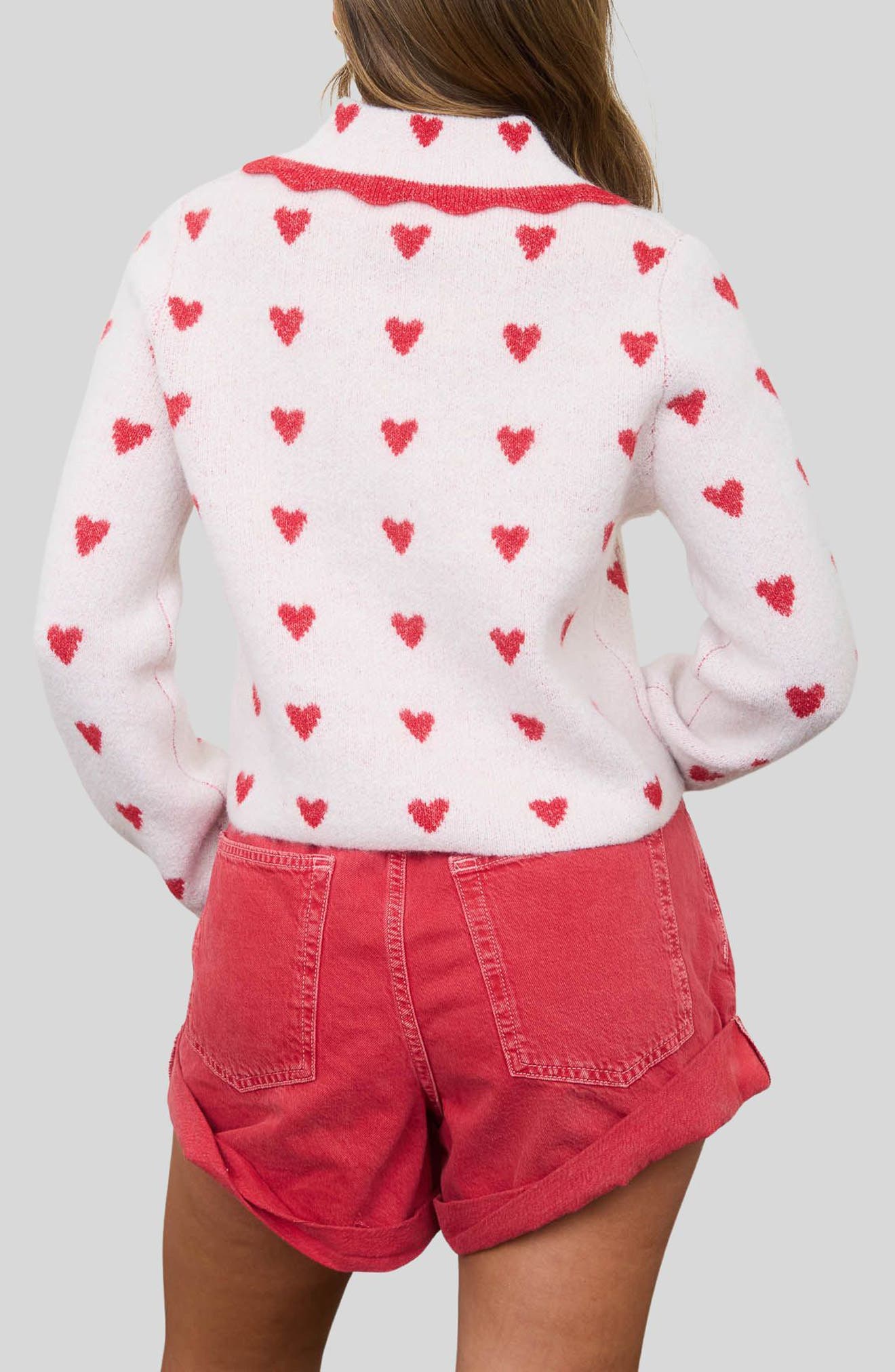 Heart Peter Pan Collar Cardigan - image 2