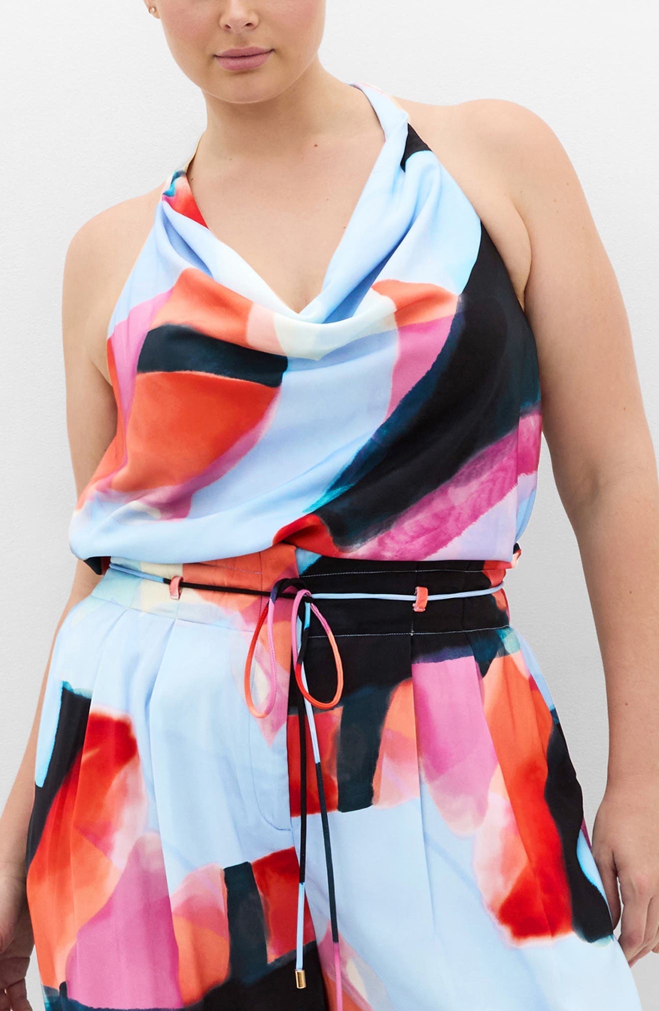 Chloe Abstract Print Cowl Neck Sleeveless Top - image 1