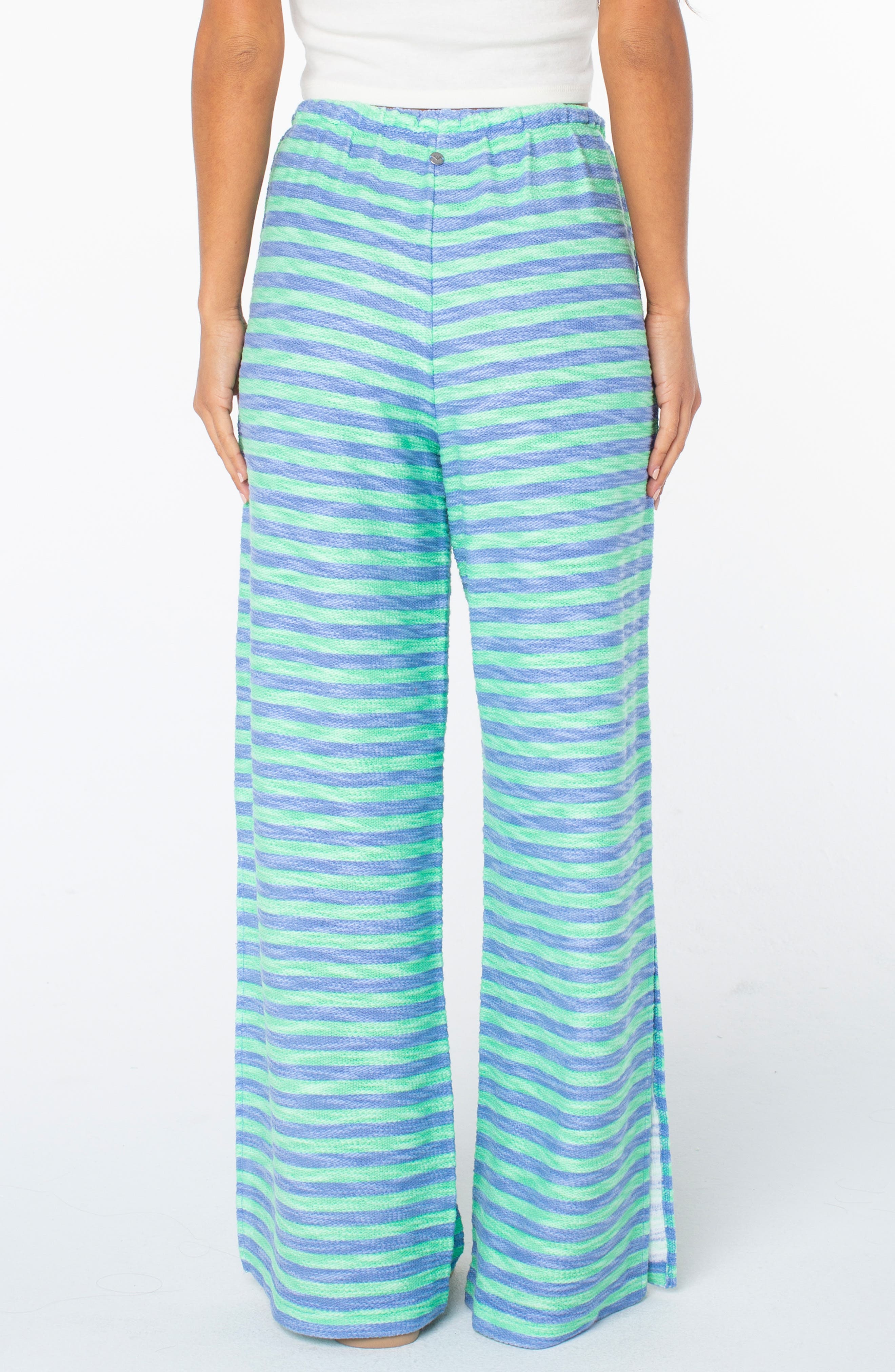 Beach Breeze Stripe Drawstring Waist Stretch Cotton Pants - image 4