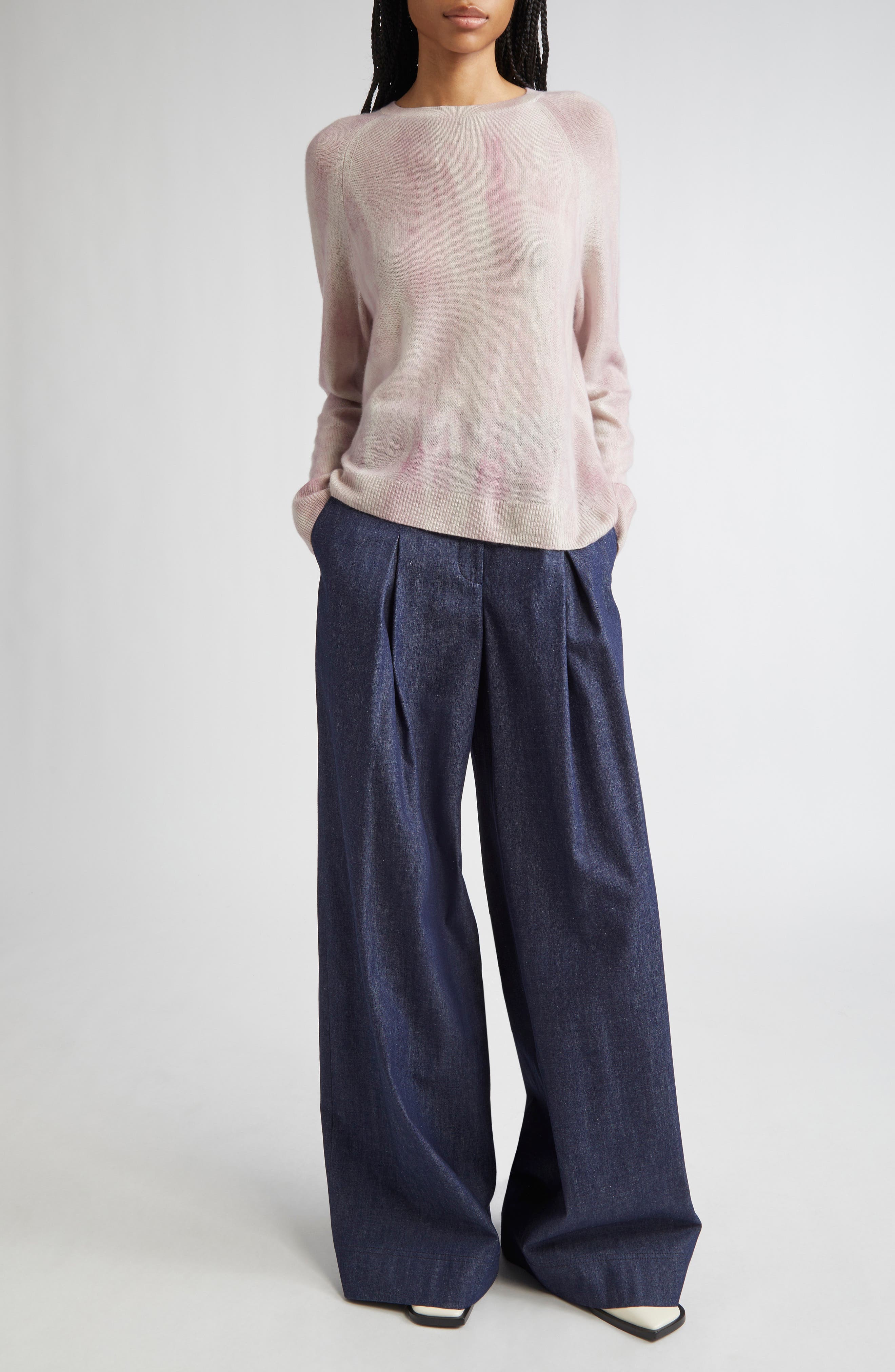Glaze Print Raglan Sleeve Cashmere Sweater - image 2