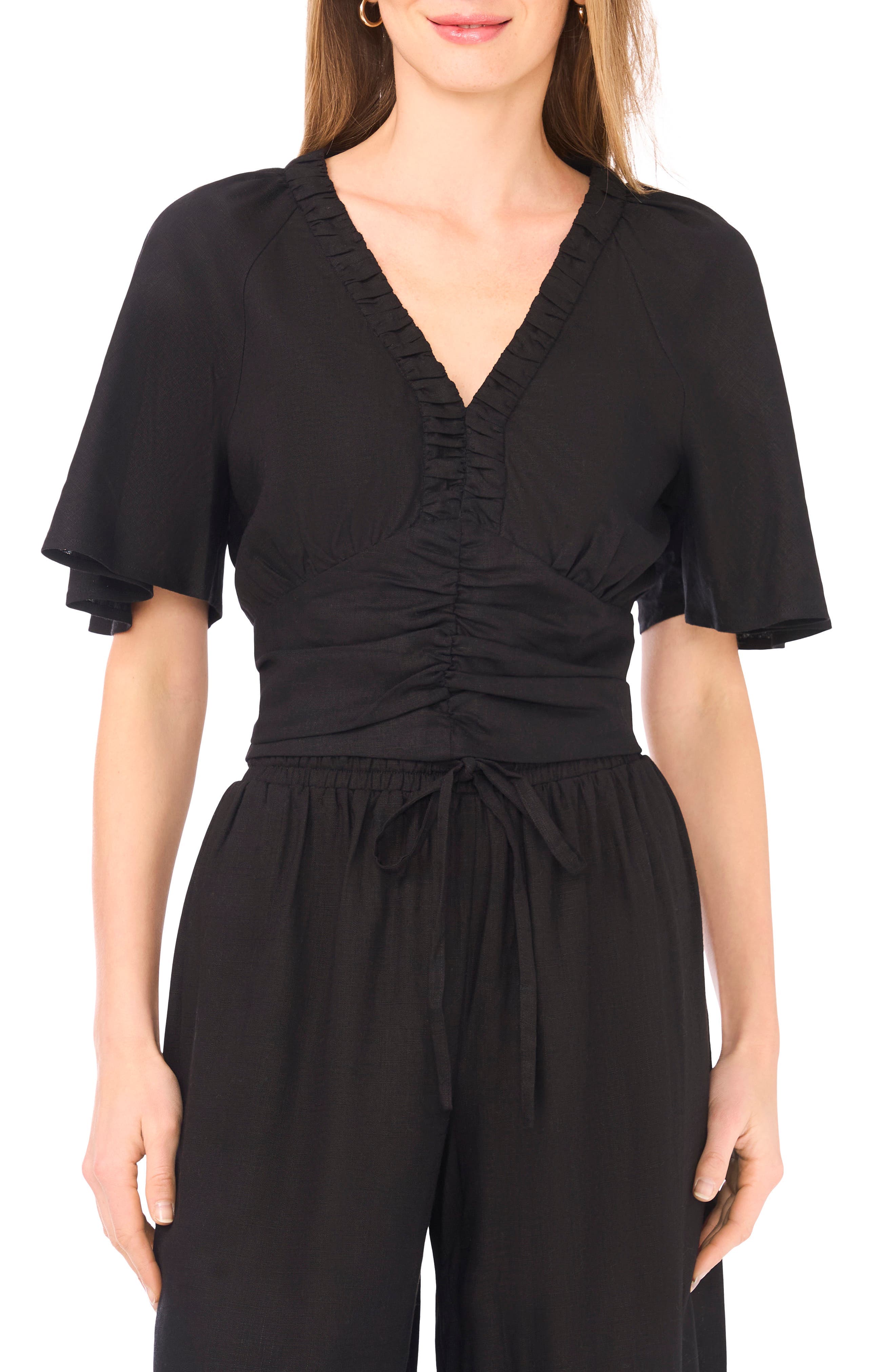 Ruched V-Neck Top - image 1