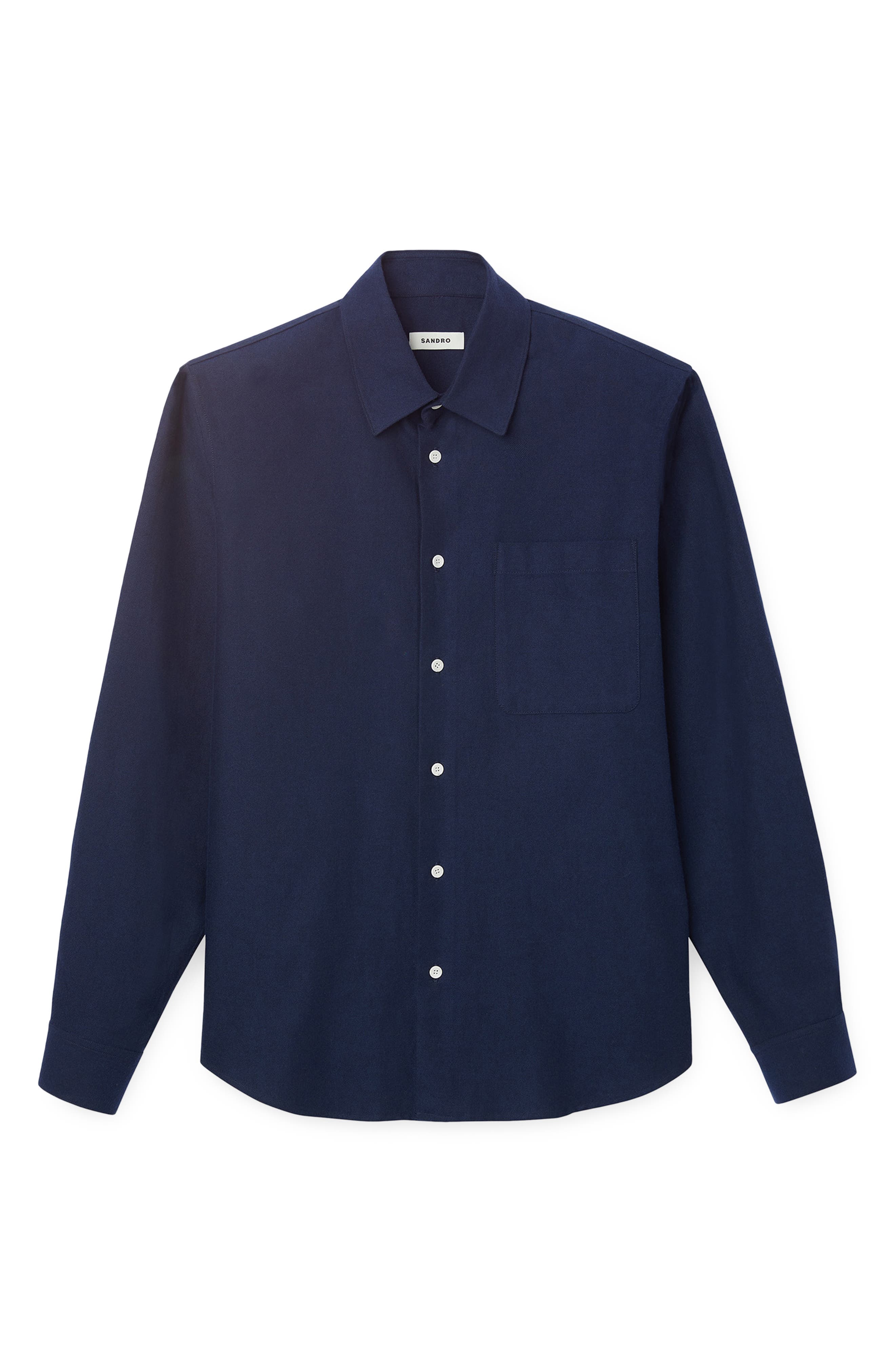 Solid Flannel Button-Up Shirt