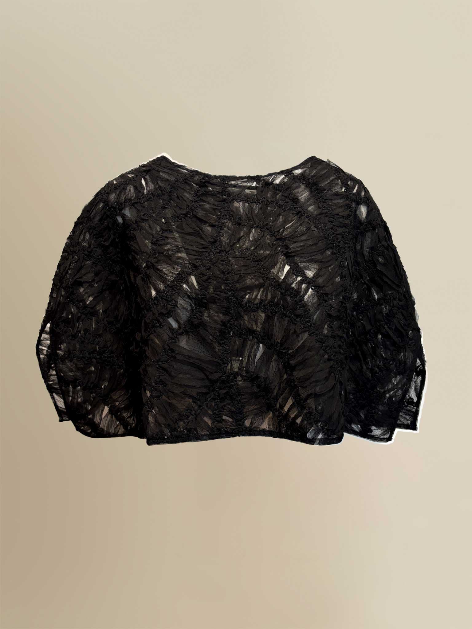 Fleur Sheer Abstract Lace Scoop-Neck Shawl - image 1
