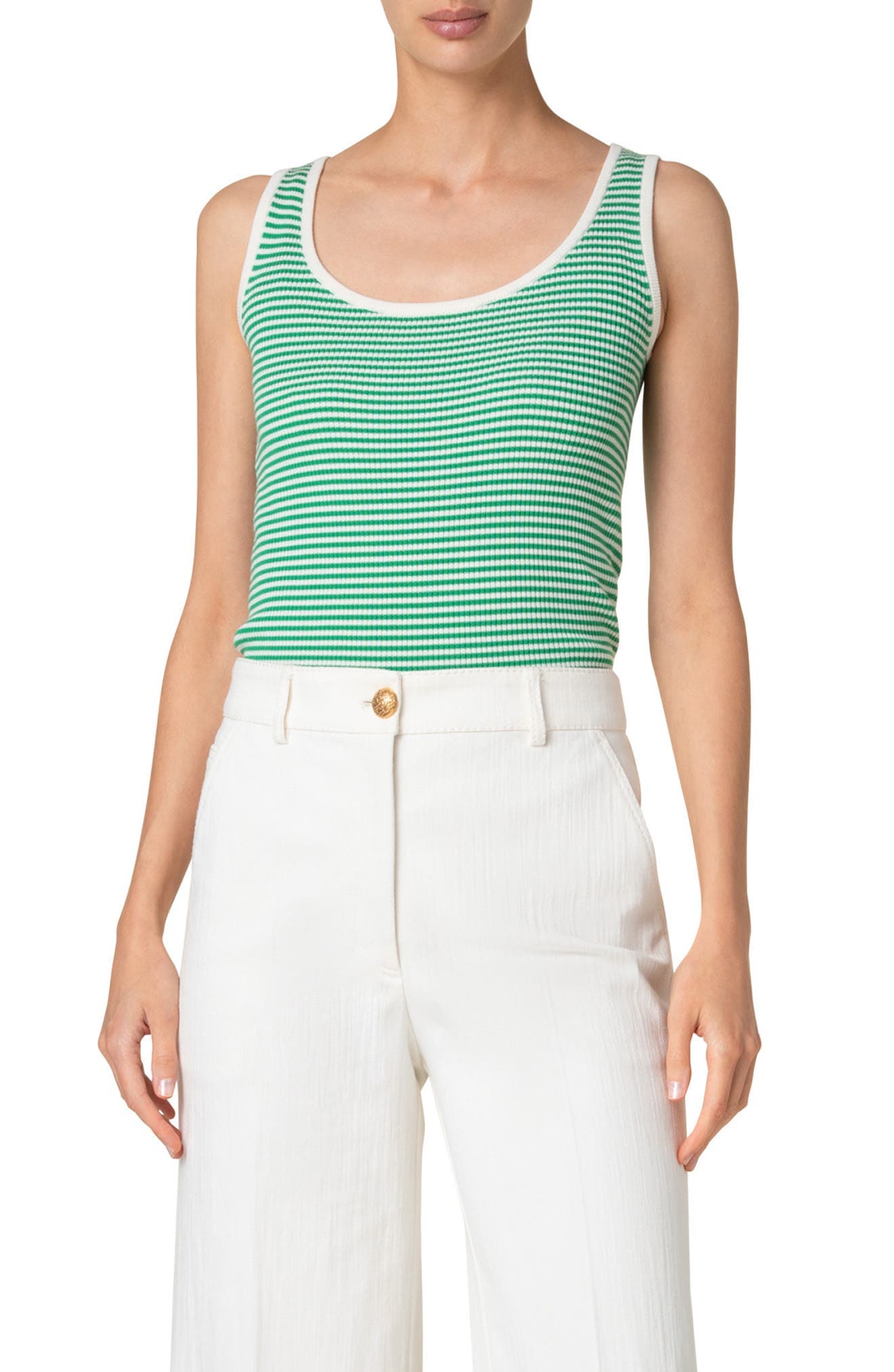 Sailor Stripe Virgin Wool Rib Sweater Tank - image 1
