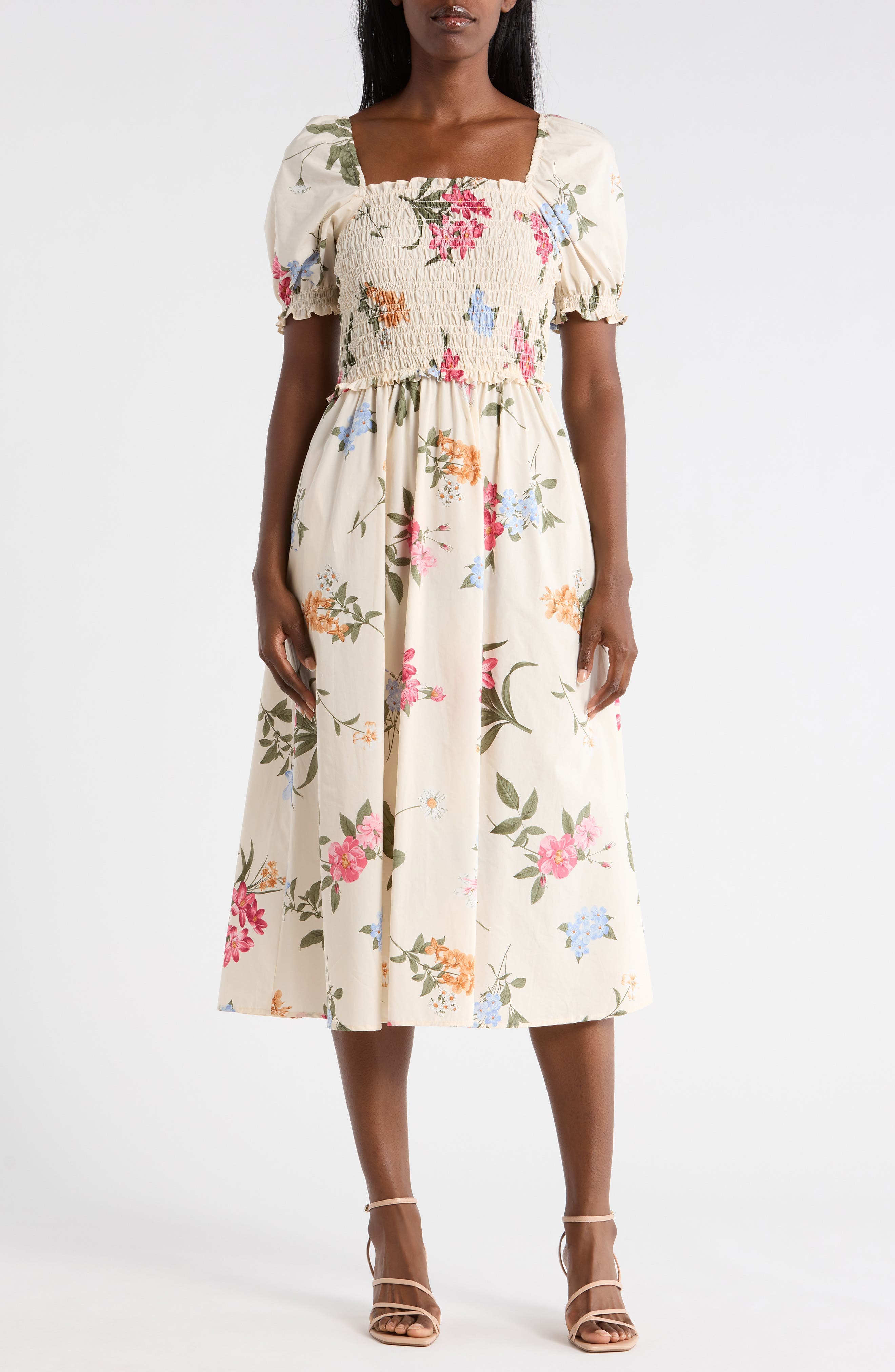 Square Neck Poplin Midi Dress - image 3