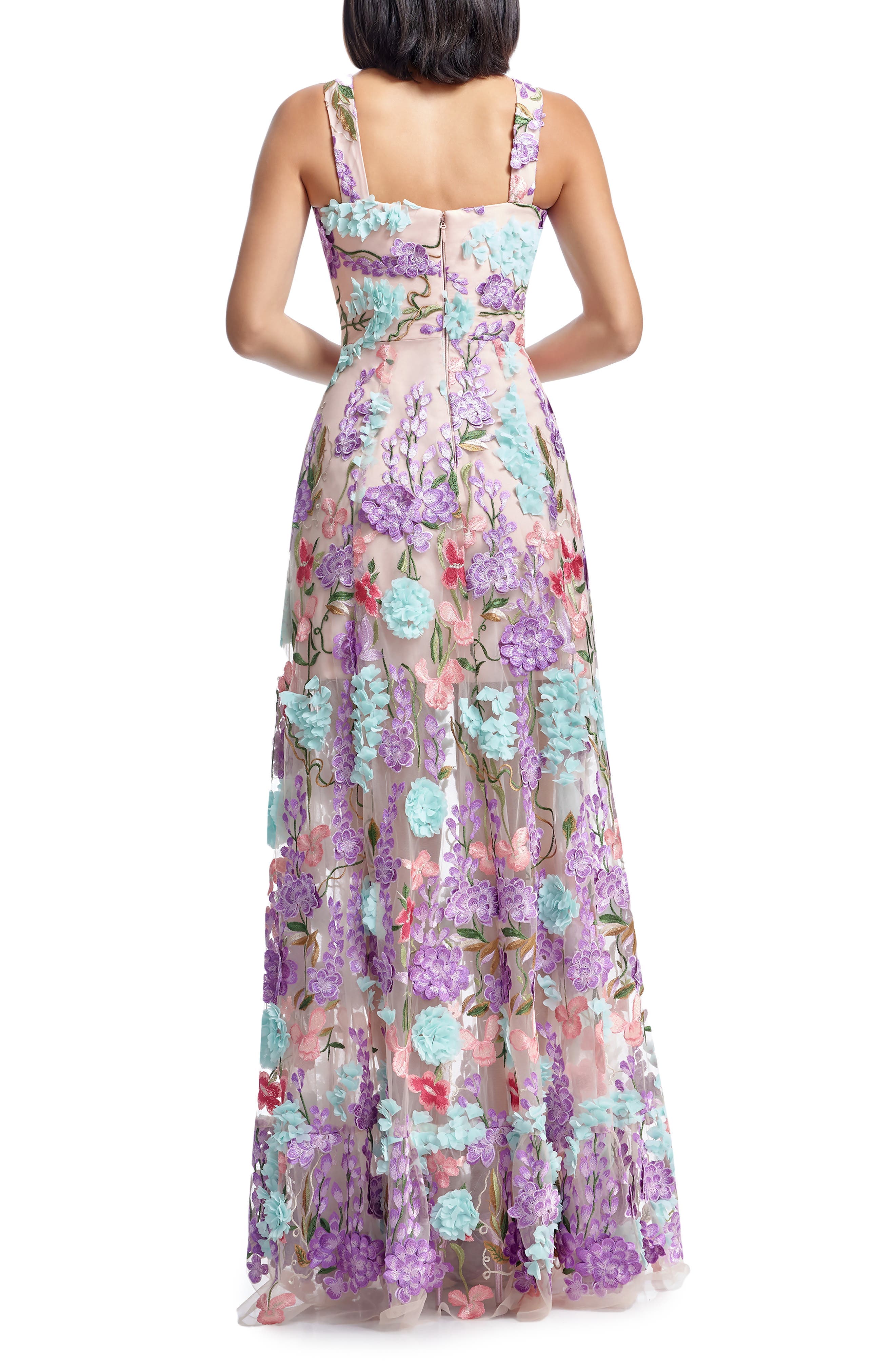 Anabel Floral Applique Chiffon Gown - image 2