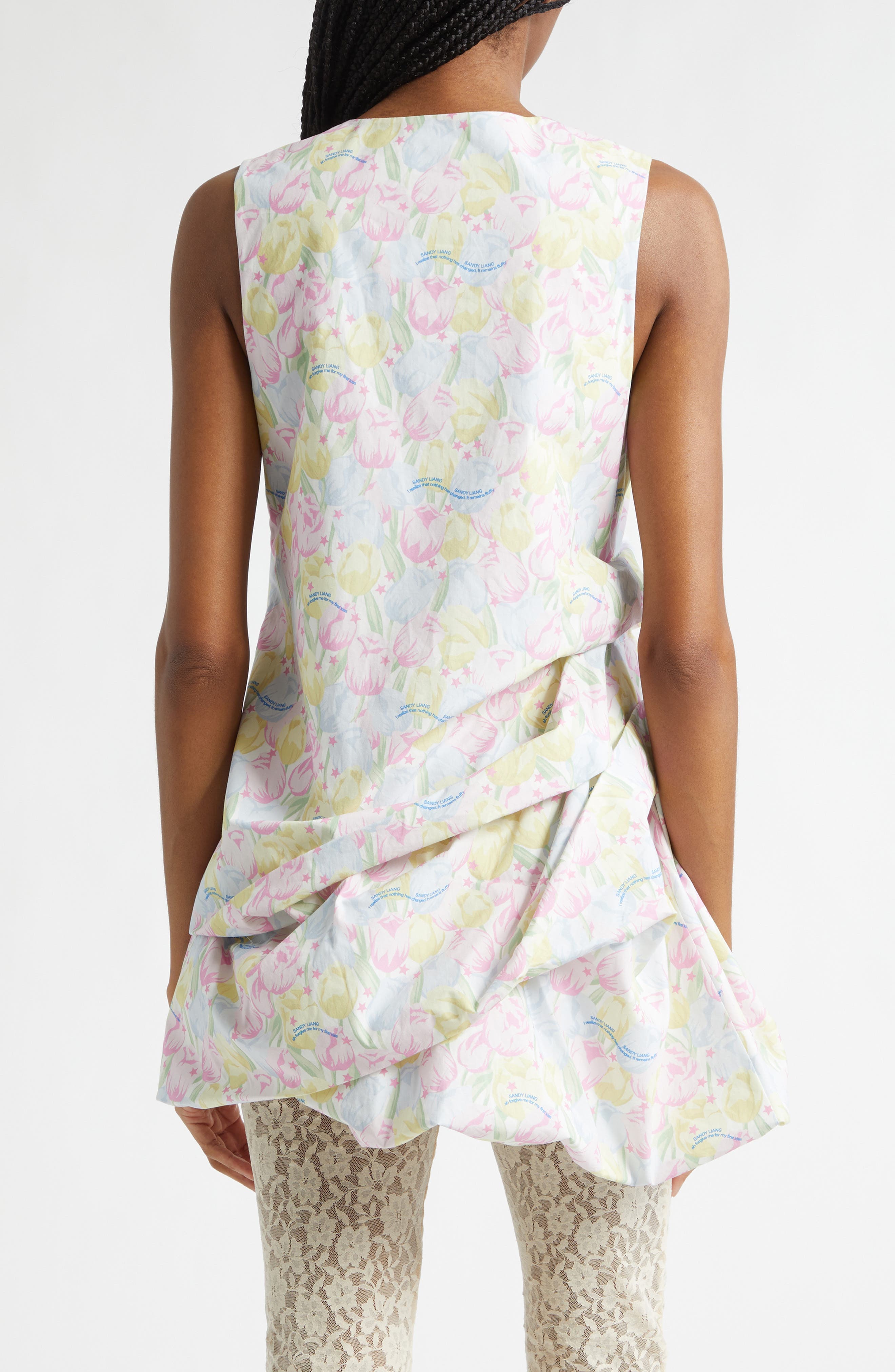 Gingko Tulip Print Ruched Cotton Dress - image 2