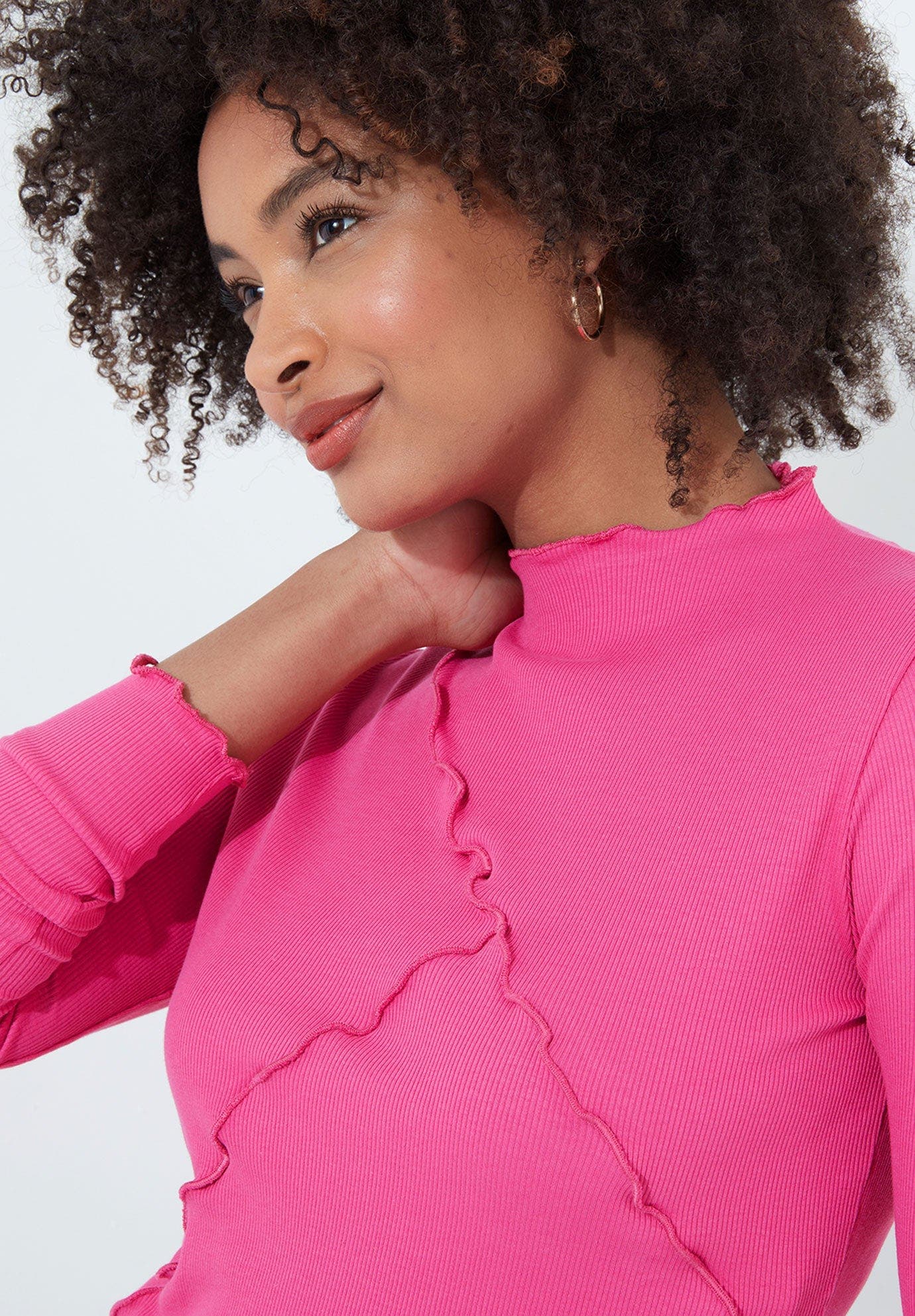 Stretch Cotton Lettuce Trim Top - image 2