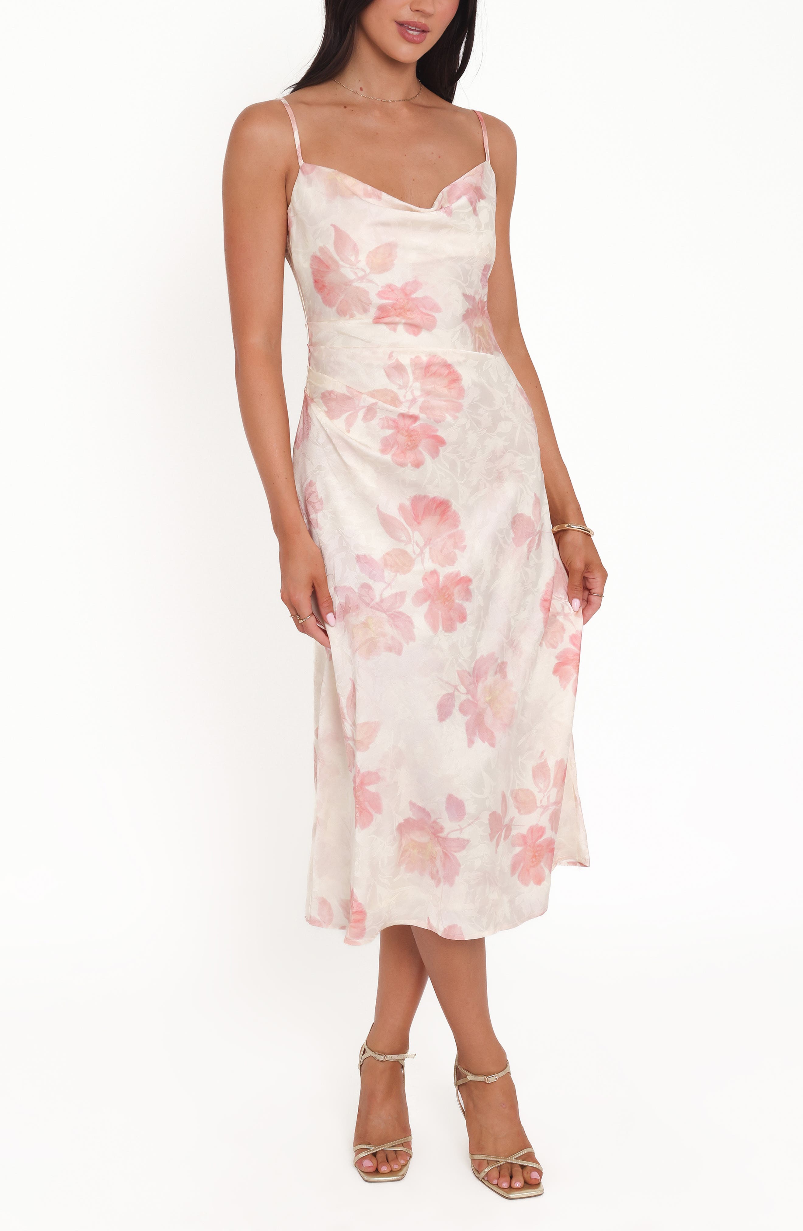 Sandrine Floral Satin Midi Dress - image 1