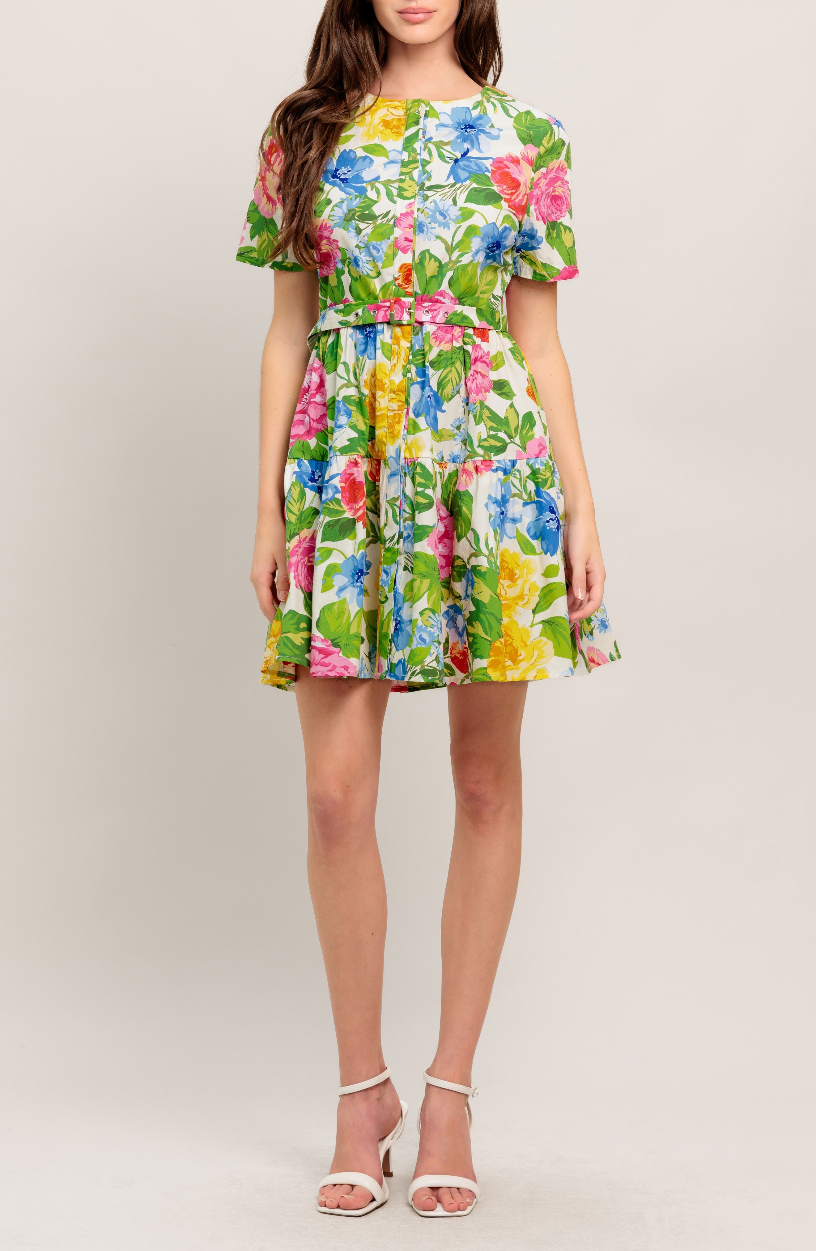 Short Sleeve Print Minidress - image 1