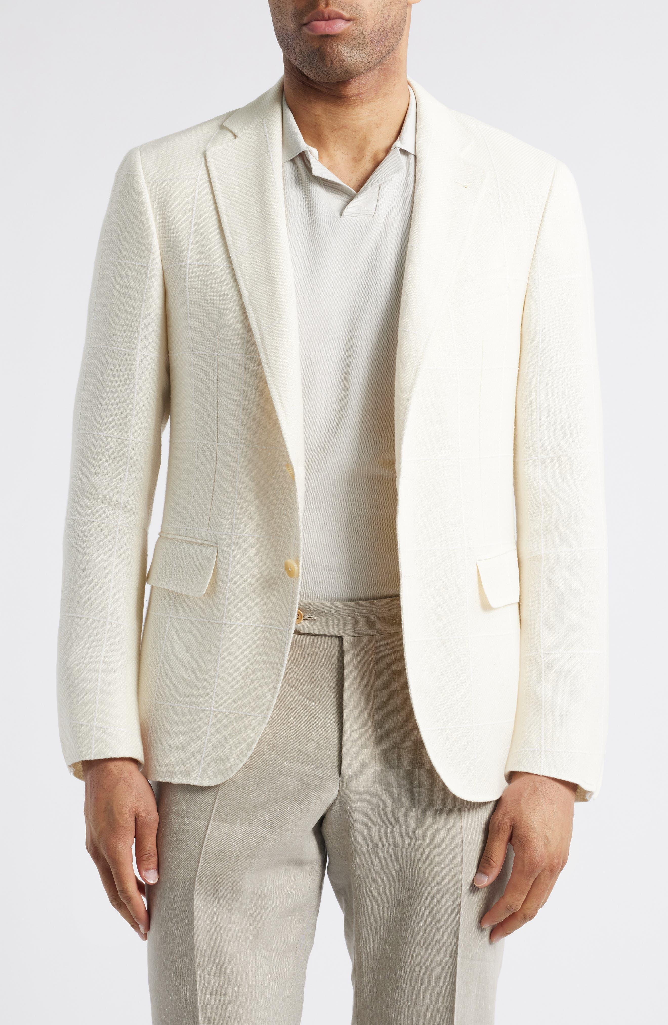 Kei Trim Fit Linen, Silk & Wool Blend Sport Coat - image 1