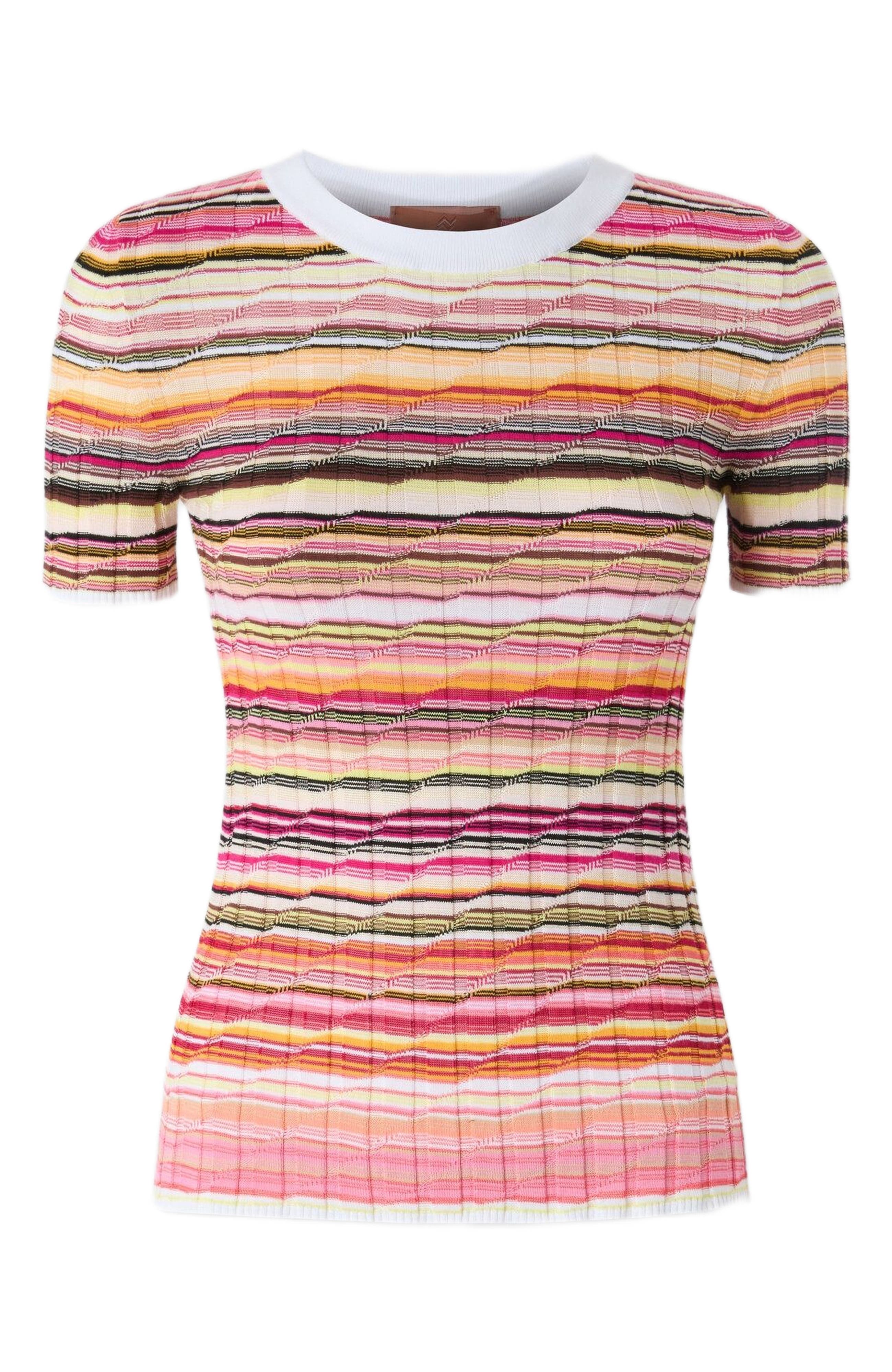 Striped Cotton And Viscose Ribbed Sweater With Three-quarter Sleeves - image 2