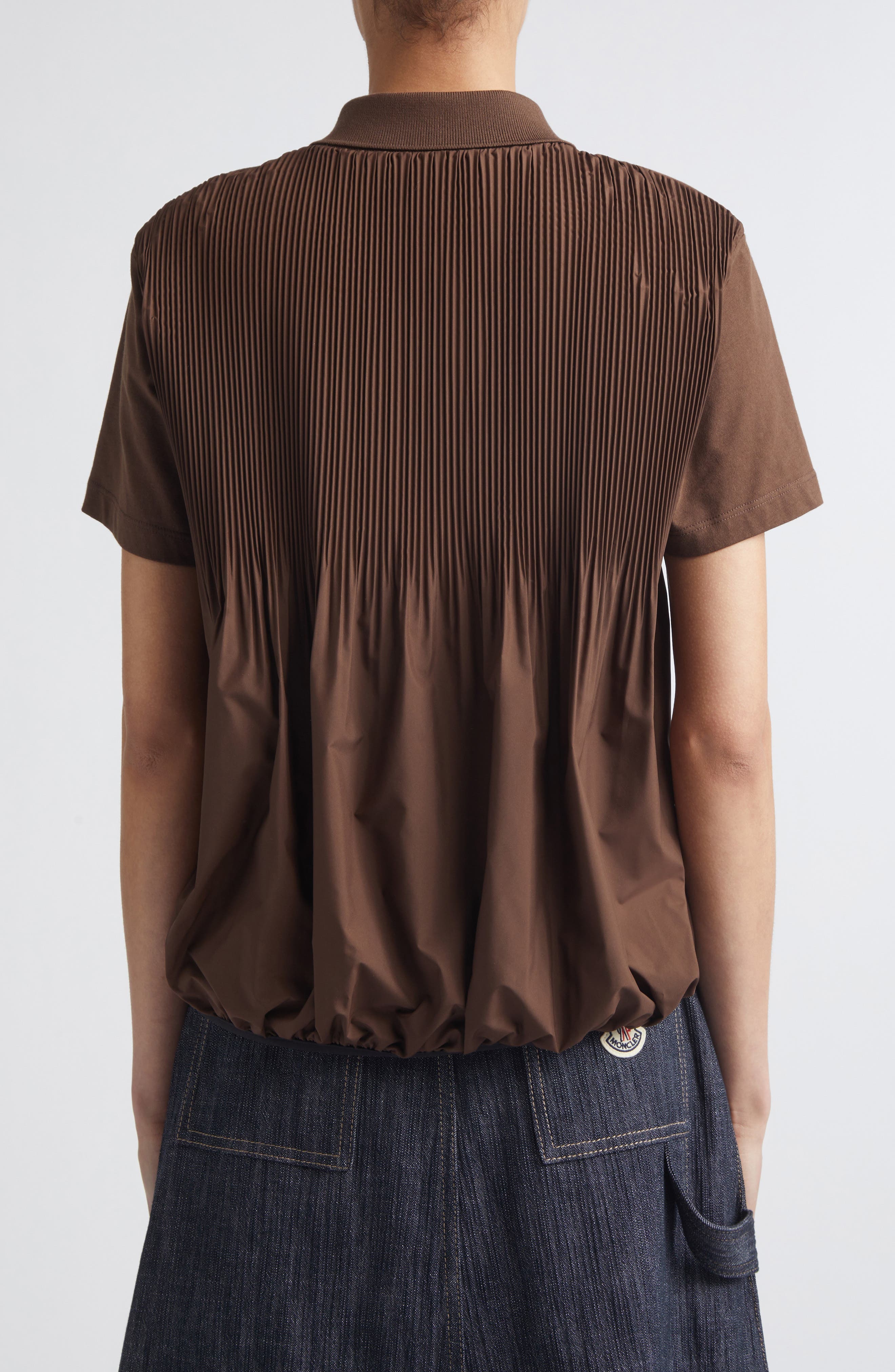 Pleated Back Mixed Media Polo - image 4