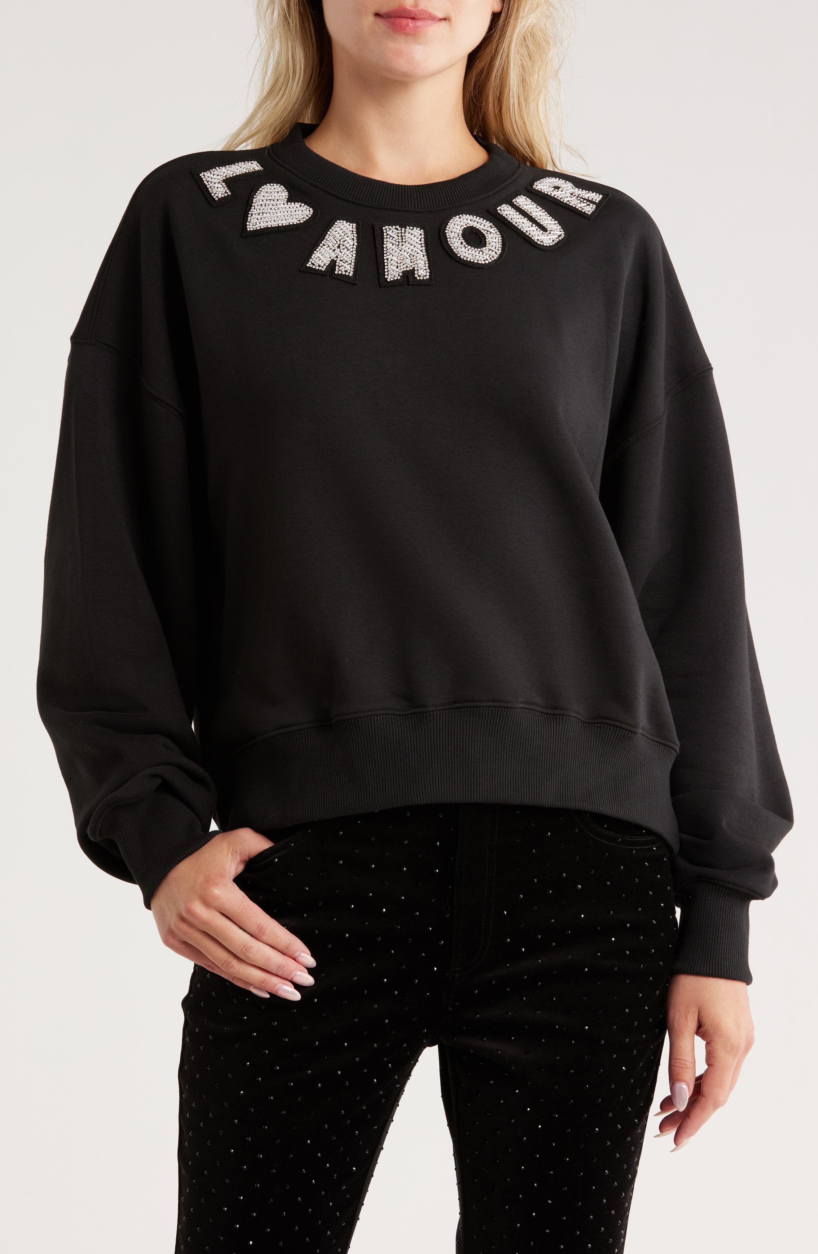 L'Amour Beaded Patchwork Brandy Sweatshirt - image 1