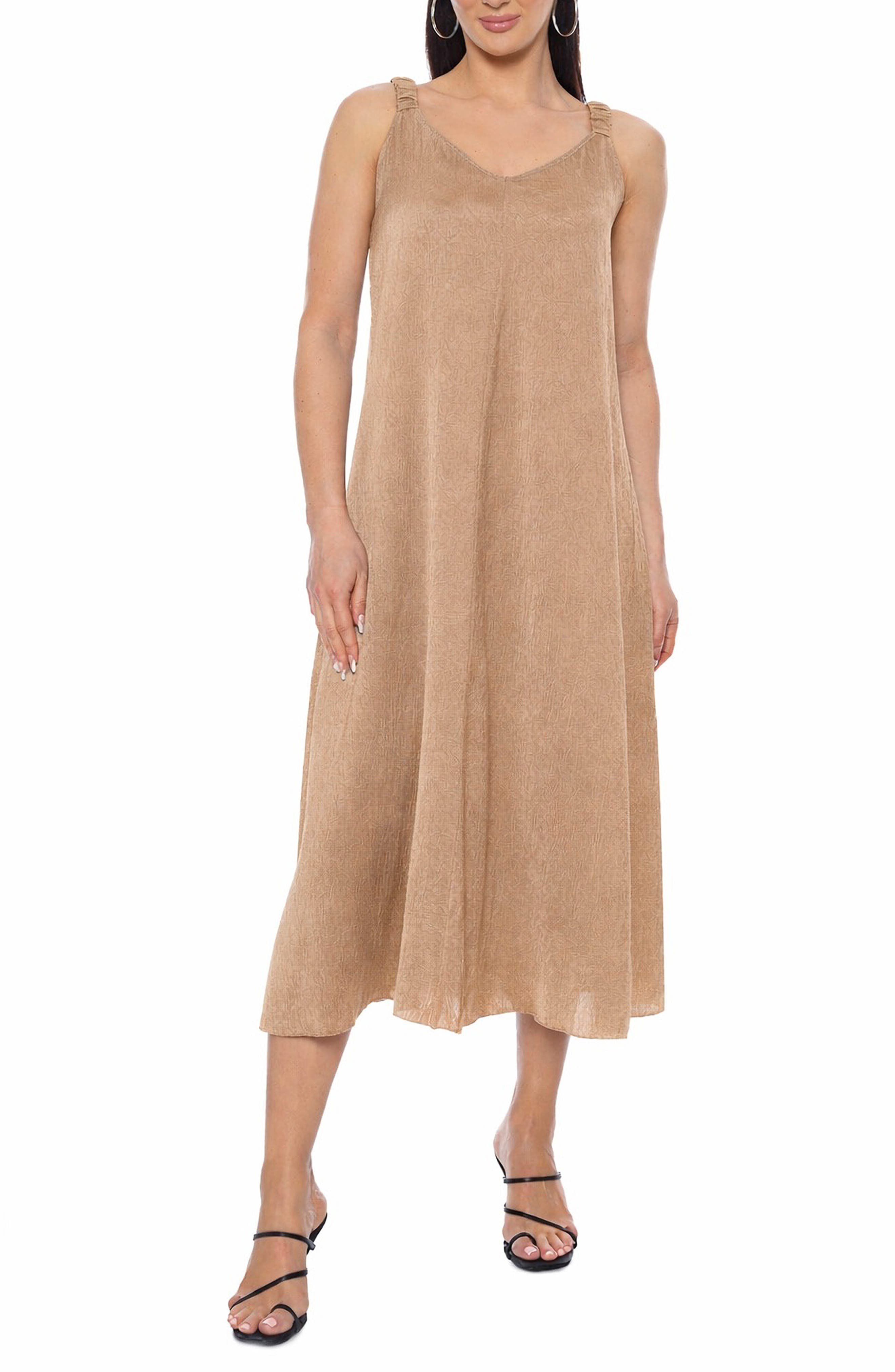 Ruched Strap V-Neck Midi Dress - image 3