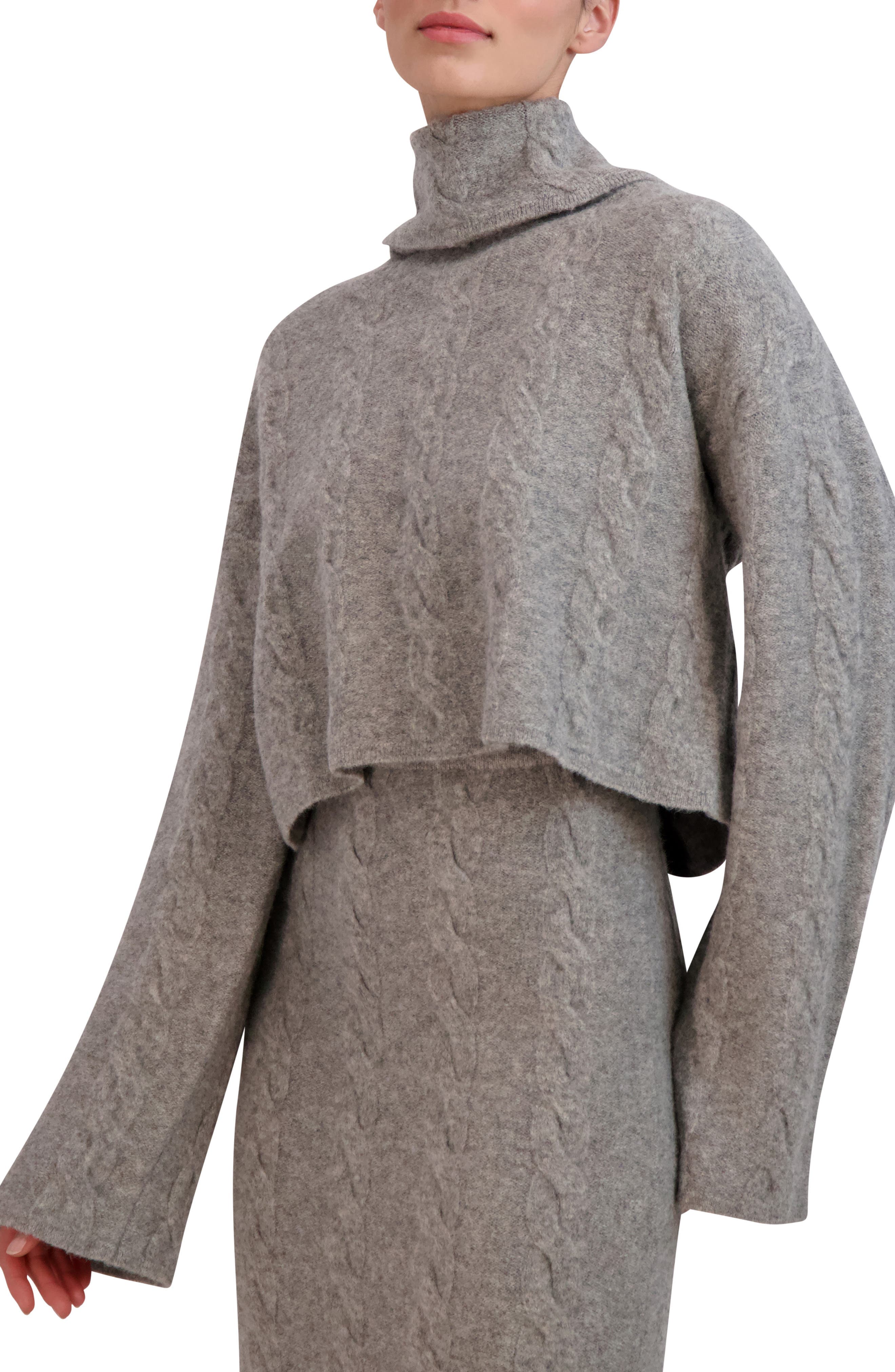 Cable Stitch Turtleneck Crop Sweater - image 1