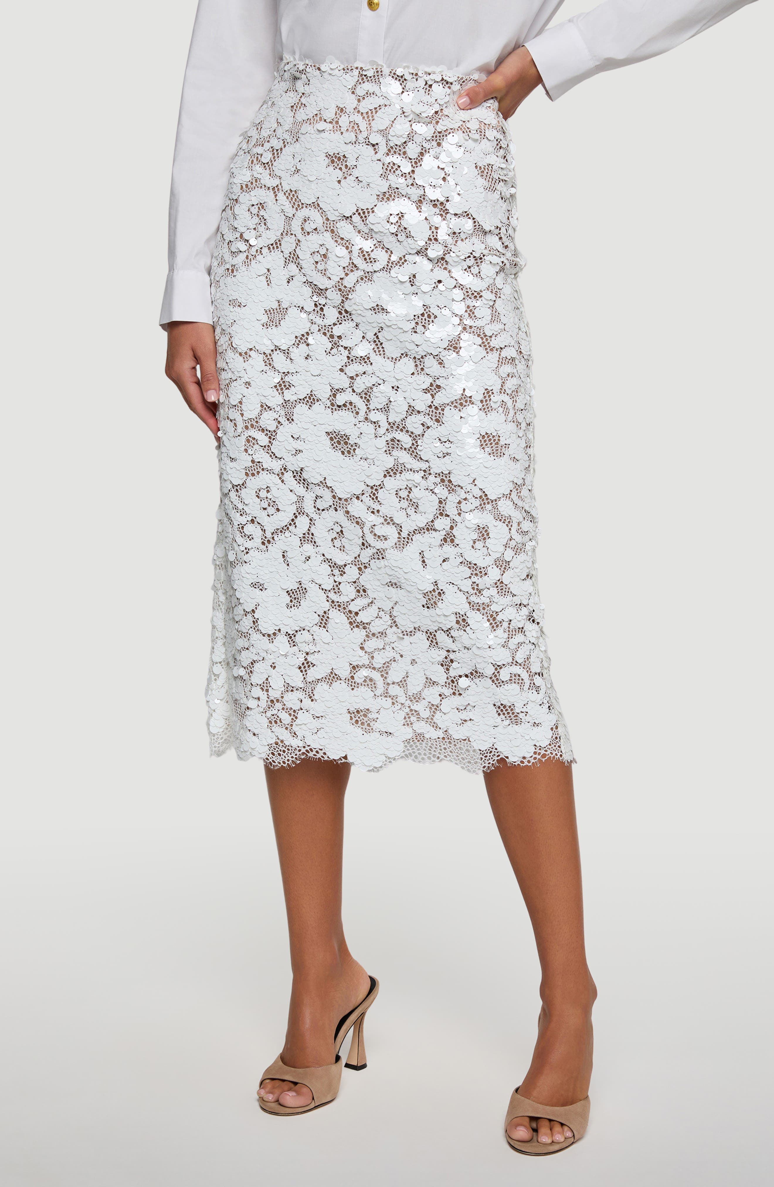 Makena Sequin Lace Midi Skirt - image 1