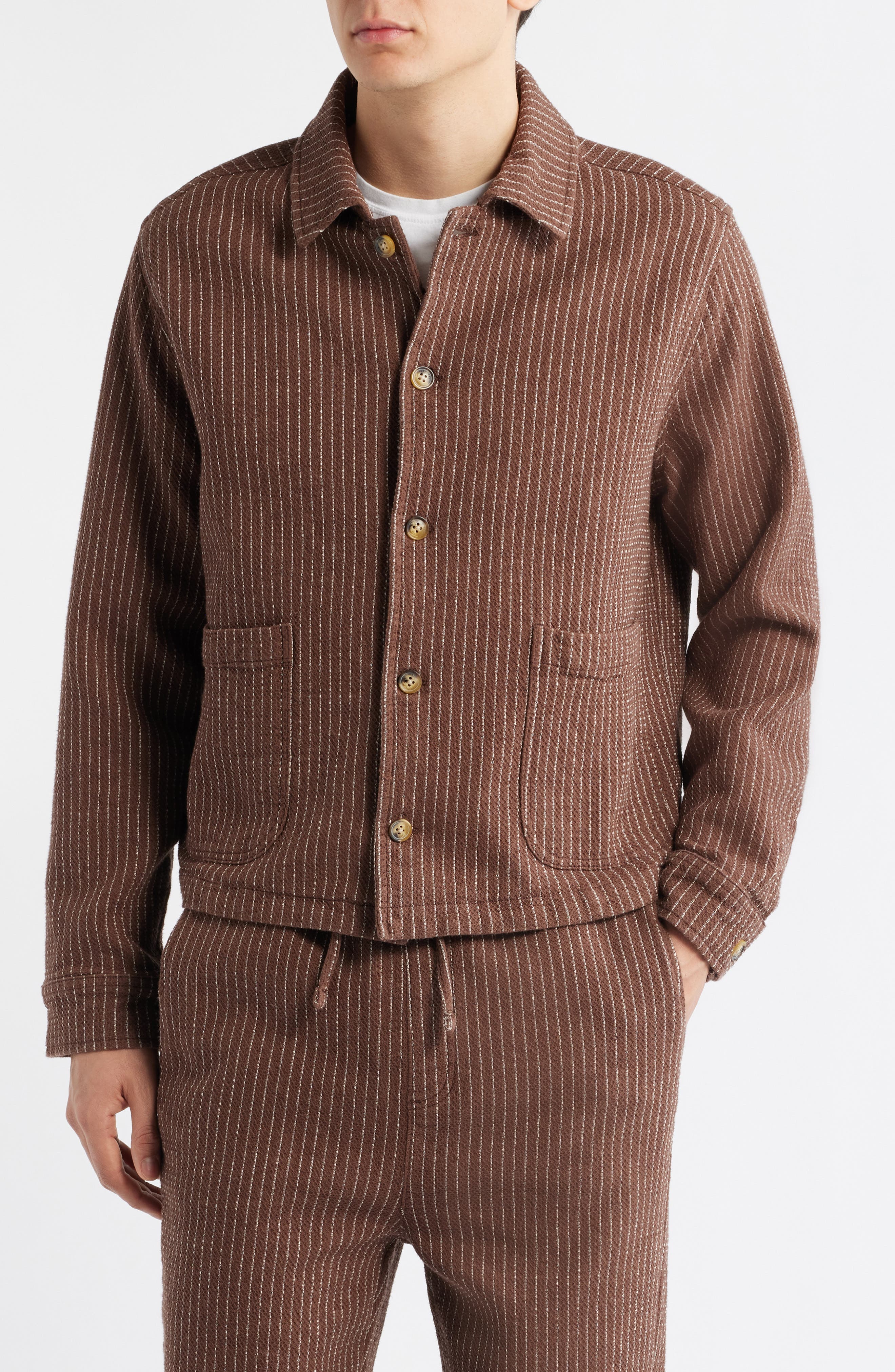 Sorrento Pinstripe Cotton & Linen Button-Up Overshirt - image 2