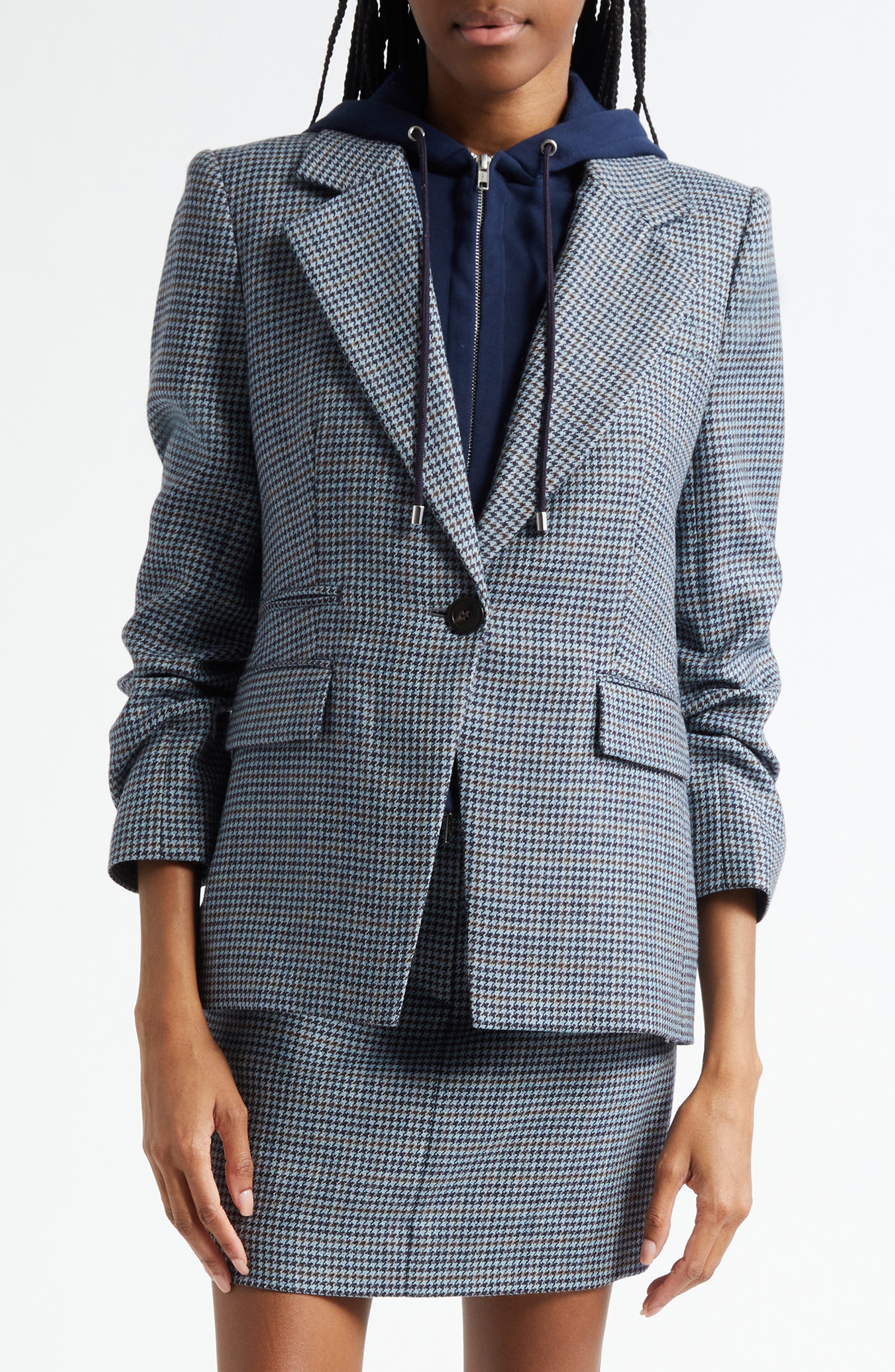 Battista Houndstooth Check Virgin Wool Jacket with Hooded Dickey - image 1