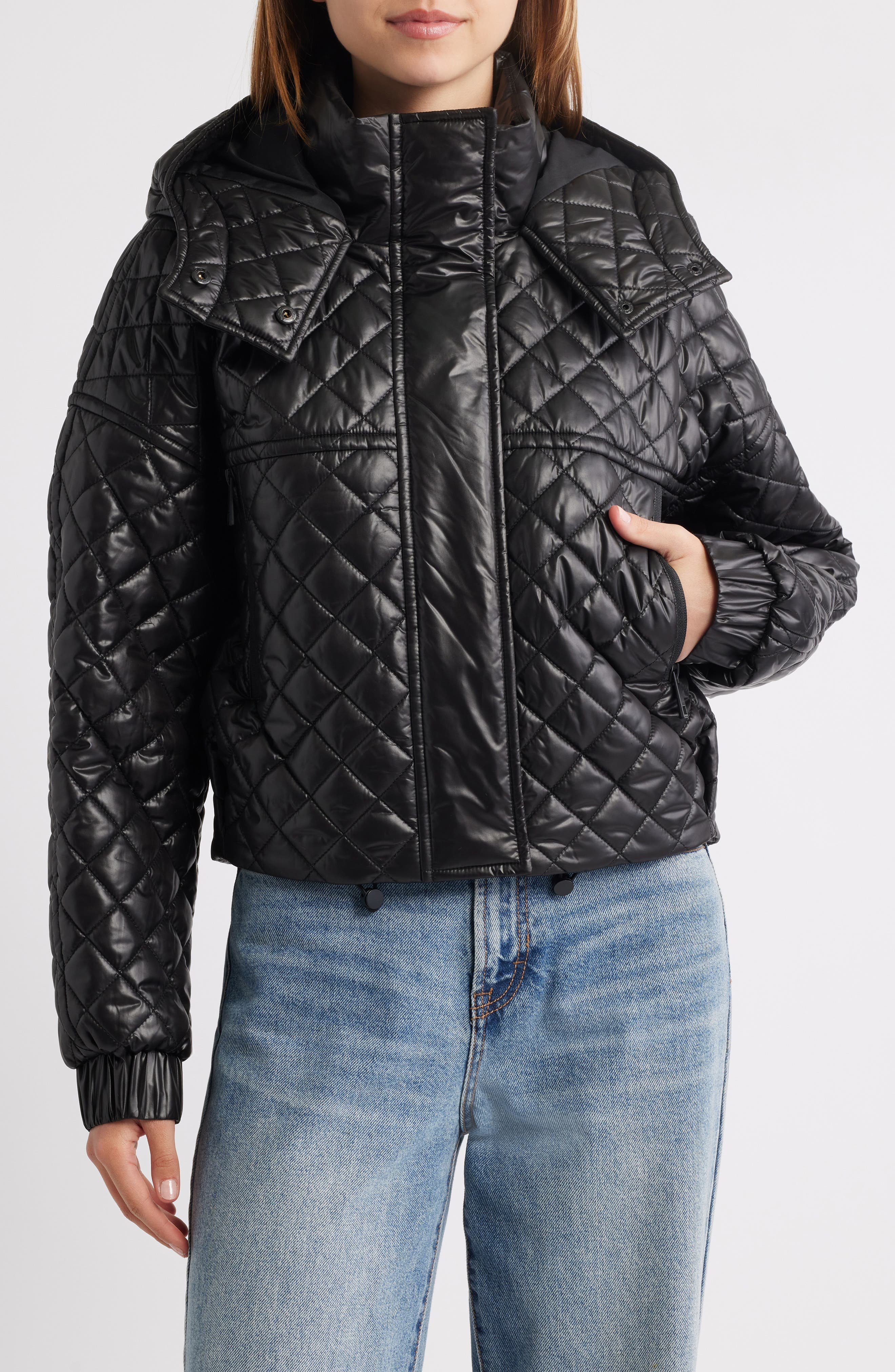 Quilted Hooded Crop Jacket - image 1