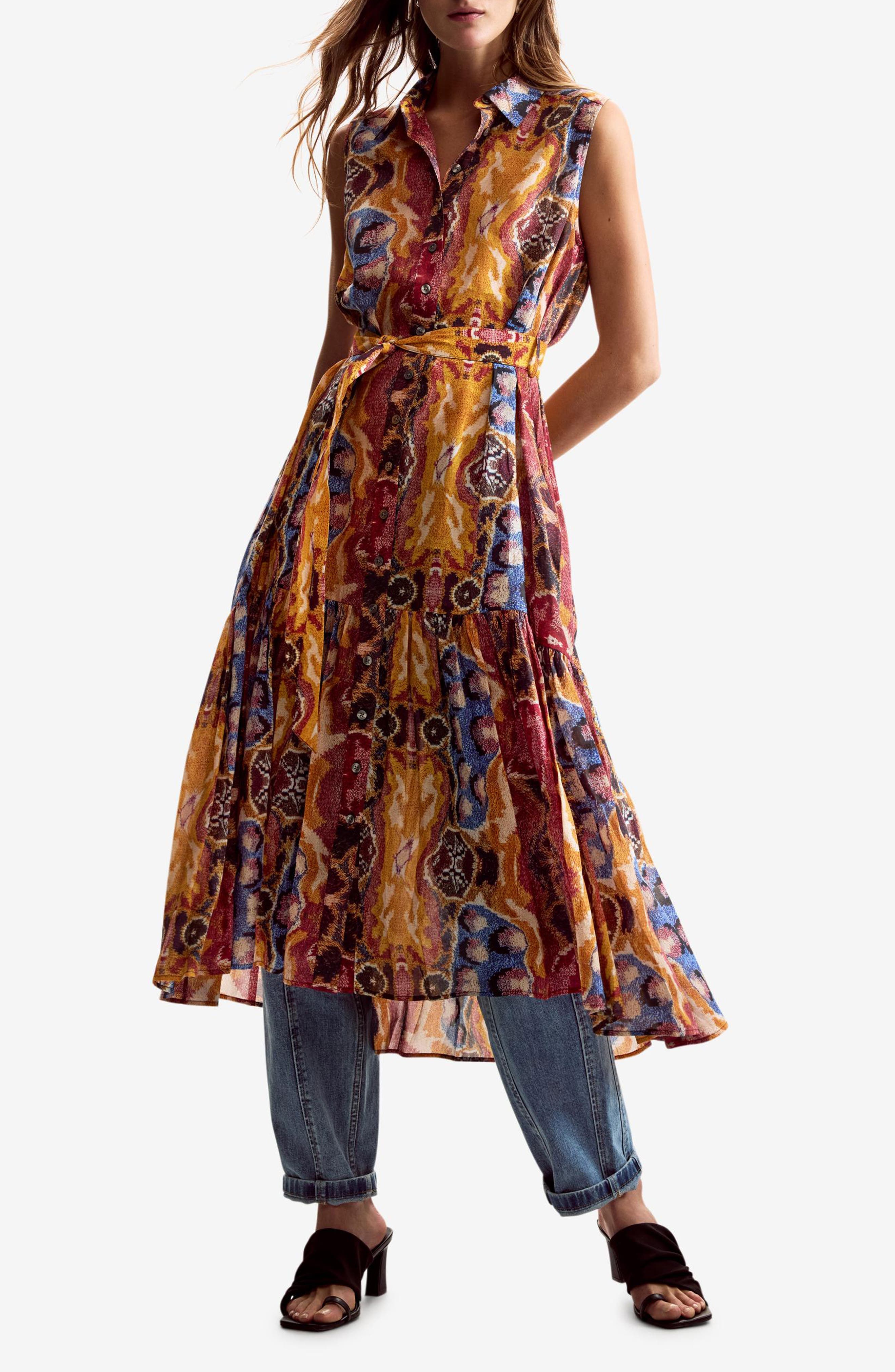 Abstract Print Sleeveless Dress - image 1