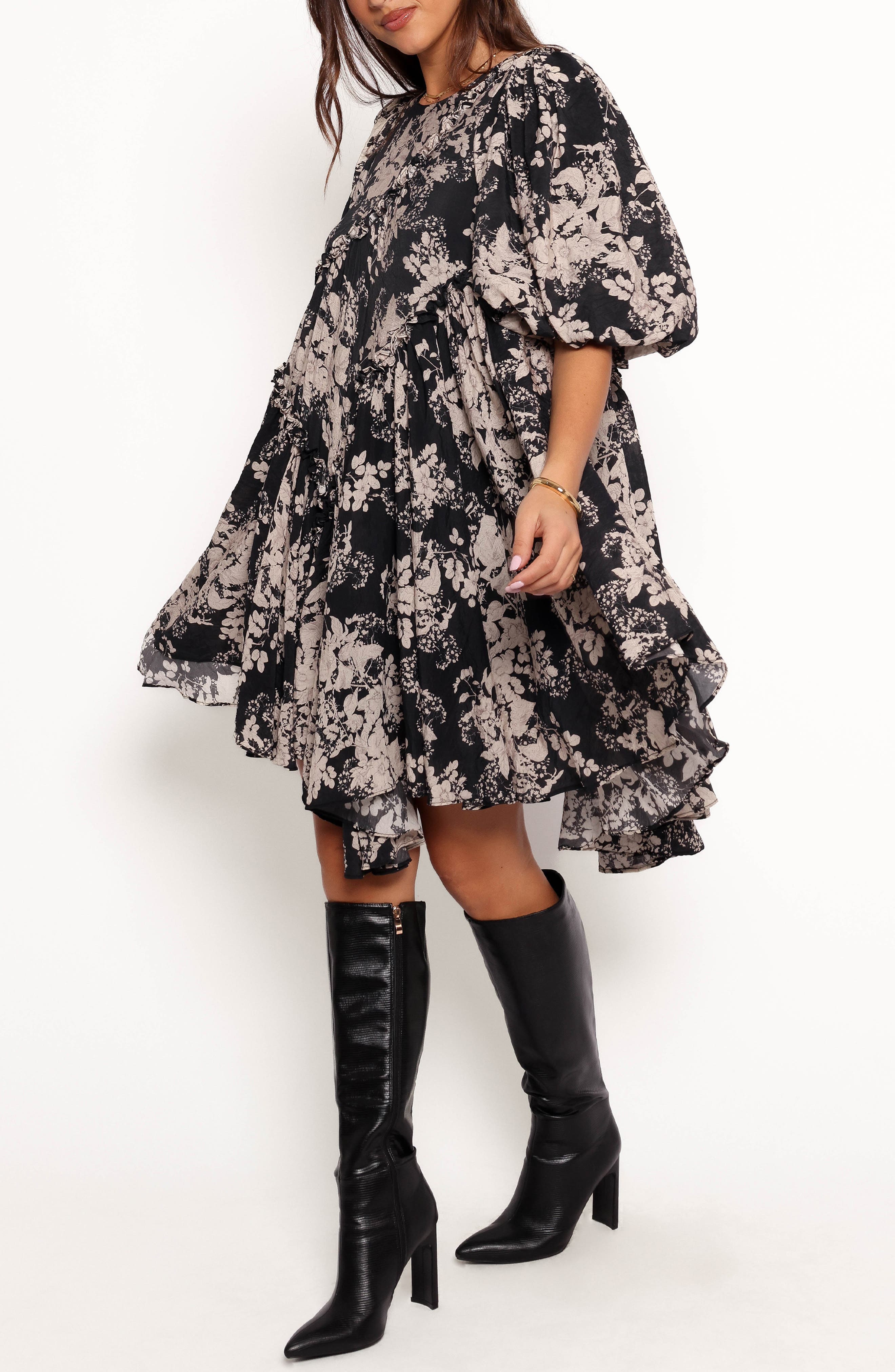 Zinta Floral Print Trapeze Minidress - image 1
