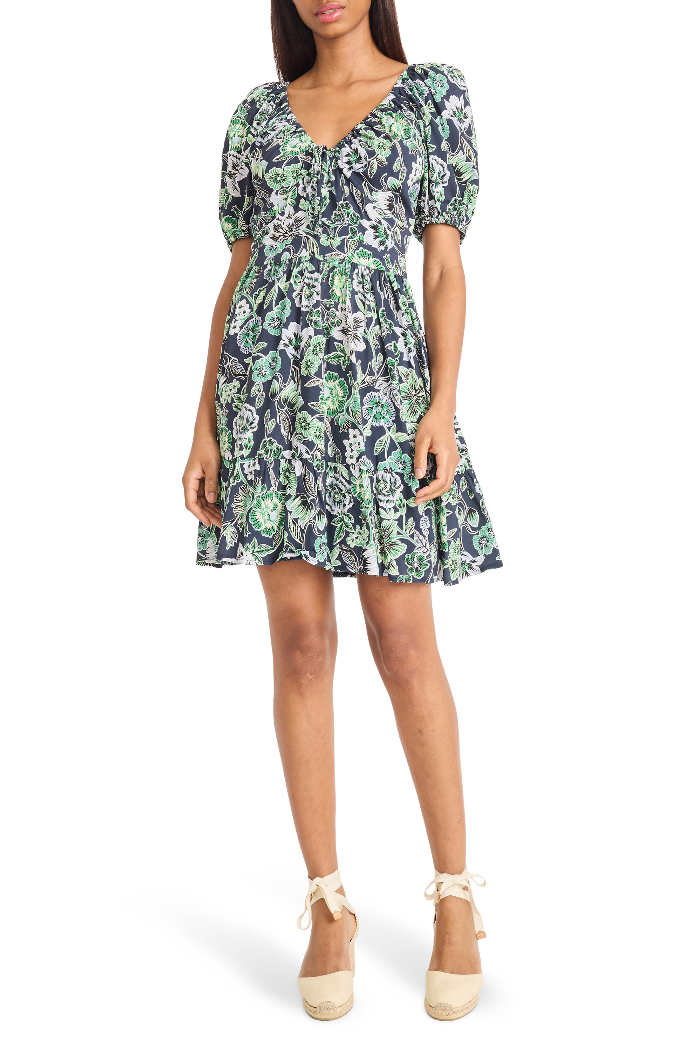 Puff Sleeve Mini Dress - image 1